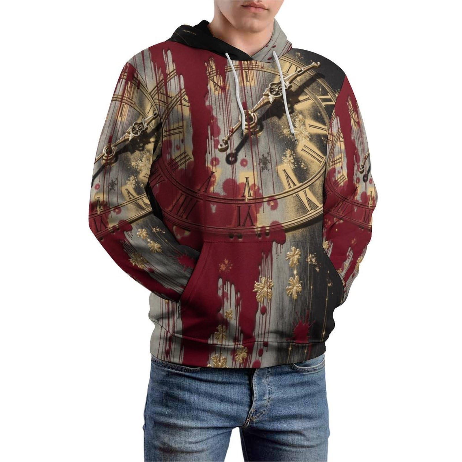 Veste zippée imprimée 3D horloges sweat ample pour look urbain unique - 7