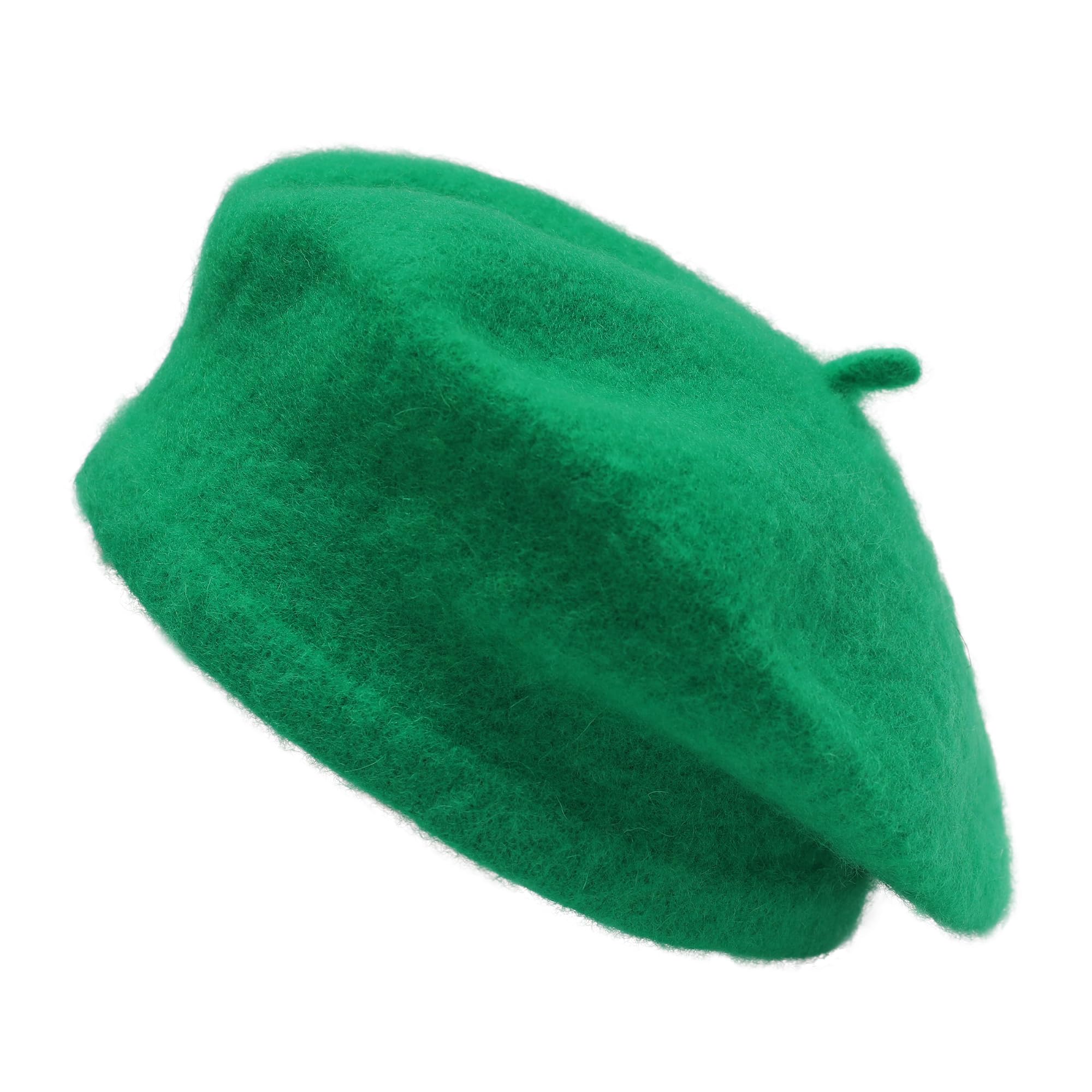 ZLYC Wool Kids Beret Hat Girls Solid Color Artist French Beret Cap(Strong Green),One Size