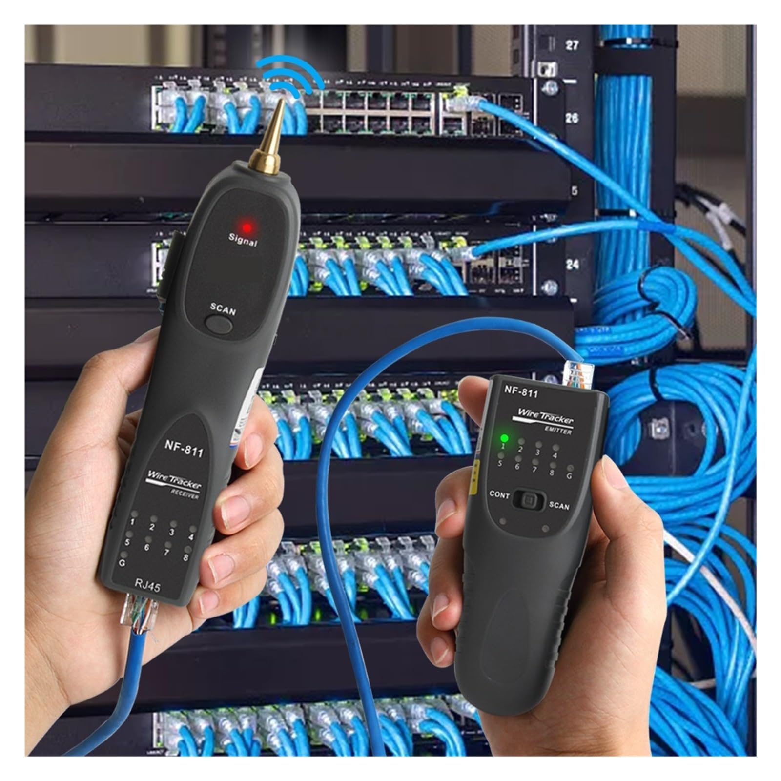 NF-811 Tester Kabli Sieciowych RJ11 RJ45 Lokalizator Przewodów Telefonicznych Z Tonerem Wykrywacz Ethernet Narzędzie Do Testowania Ciągłości Linii Dokładna Szybka Diagnostyka