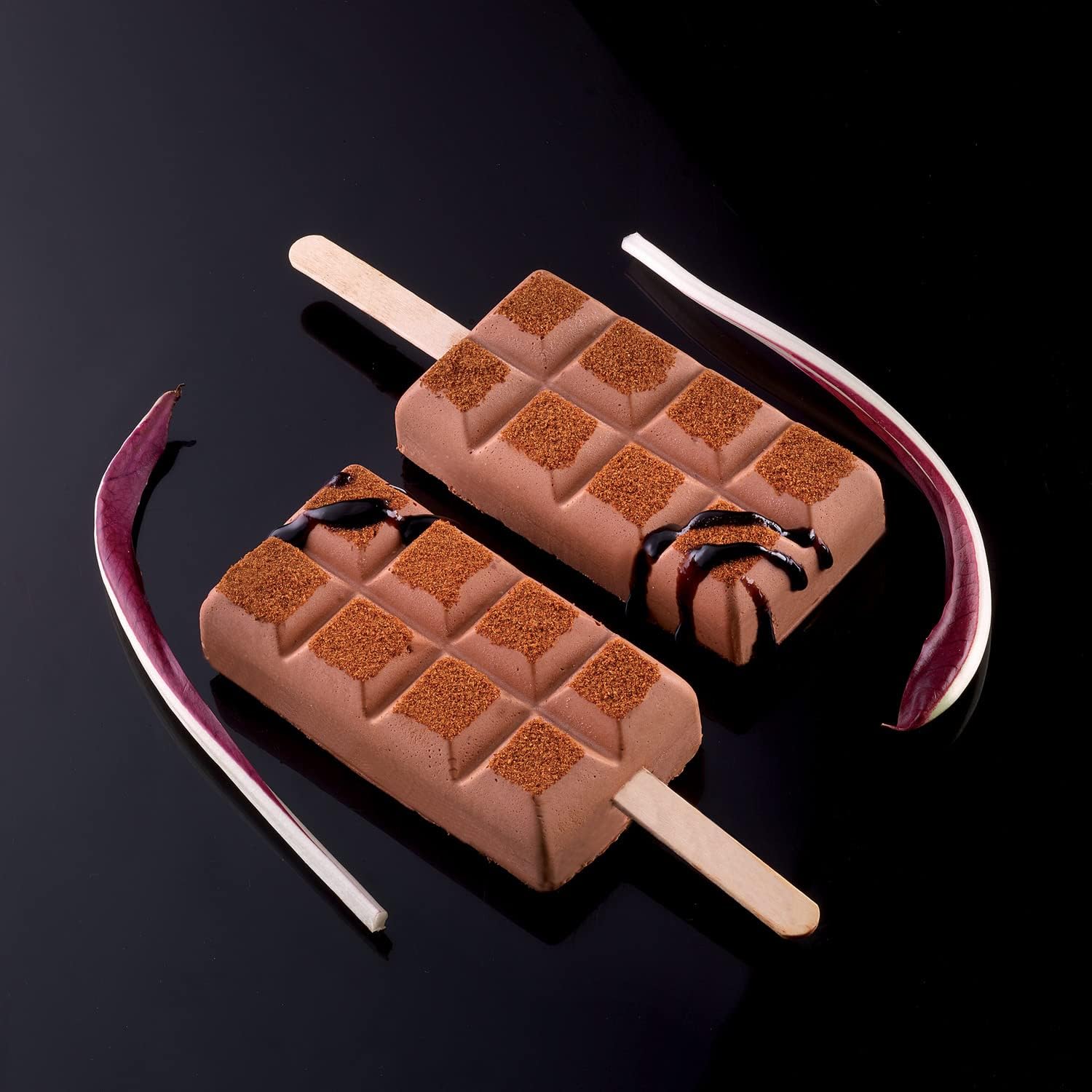 Silikomart | Juego de 3 Kit Moldes de Silicona para Helados GEL02 Chocostick, 2 Moldes de Silicona + 50 Palitos y Recetario, Antiadherente, Easy Ice Cream, 92x48x24 mm, 180 ml, Fabricado en Italia