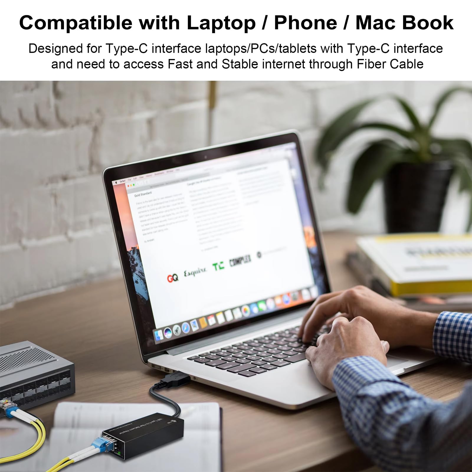 Mini adaptateur USB 3.0 vers SFP Gigabit Ethernet adaptateur réseau fibre optique carte d'interface réseau compatible avec Windows/MacOS/Linux, taux de transfert haute performance, Full/Half