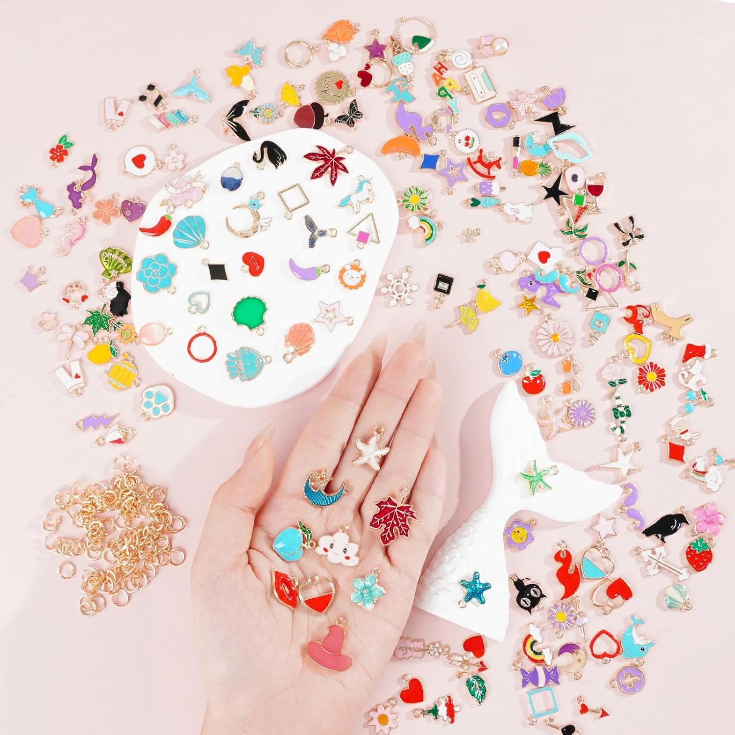 352 Pcs Assorted Charms for Jewelry Making,Mixed Enamel KC Gold Alloy Letter Pendants,Wholesale Bulk Jewelry Charms for DIY Necklace Bracelet Earring and Crafting - Image 4