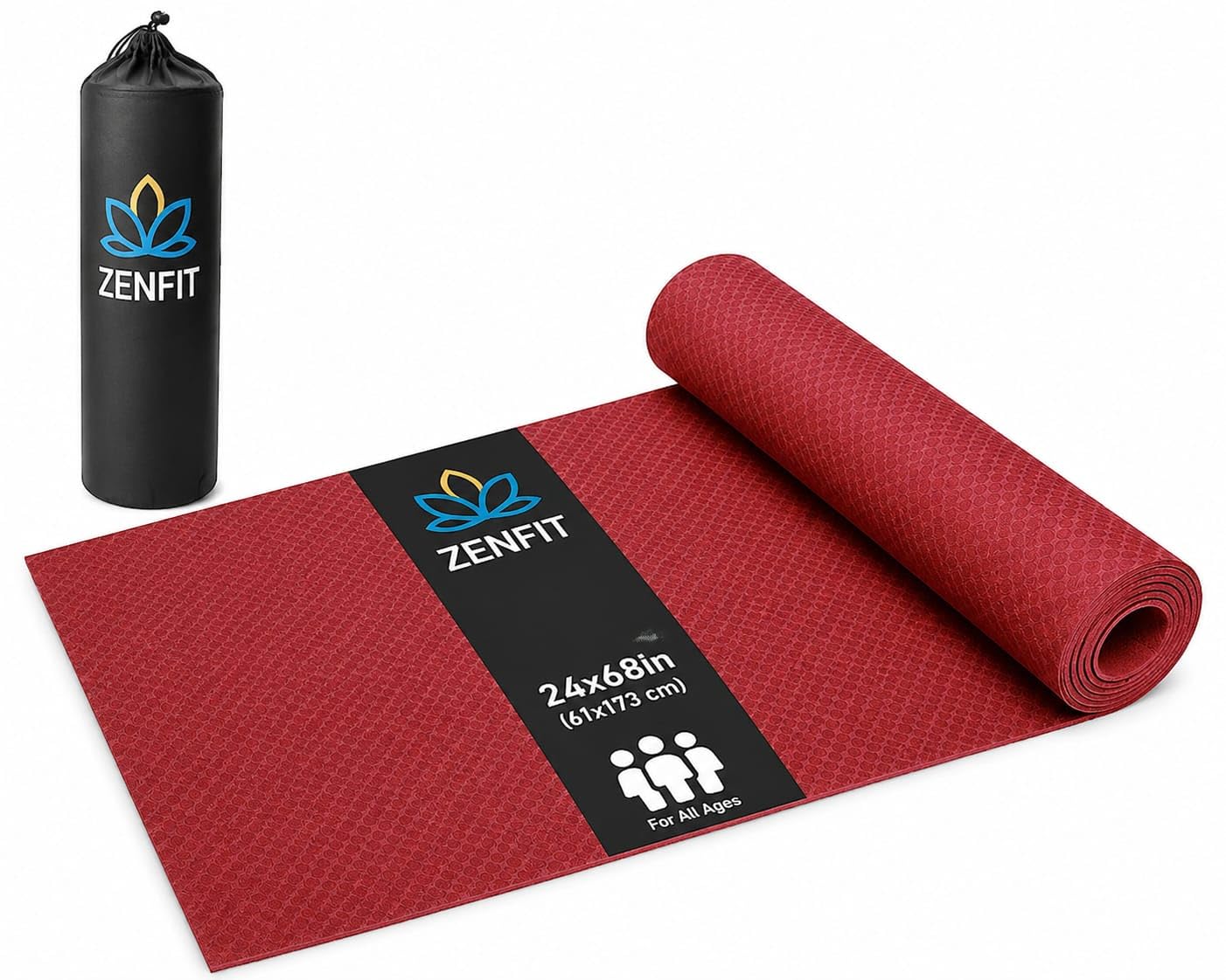 Men's and women's high-density TPE yoga mat with cushion; non-toxic, sweat-resistant, and double-sided anti-slip exercise mat; lightweight and portable with carry bag (Maroon, 6mm)-image-31