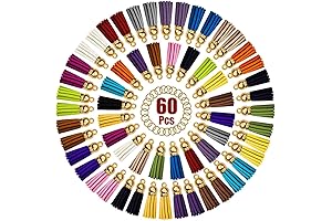 60 Leather & Faux Suede Tassel Bulk for Keychains and DIY Jewelry with Jump Rings