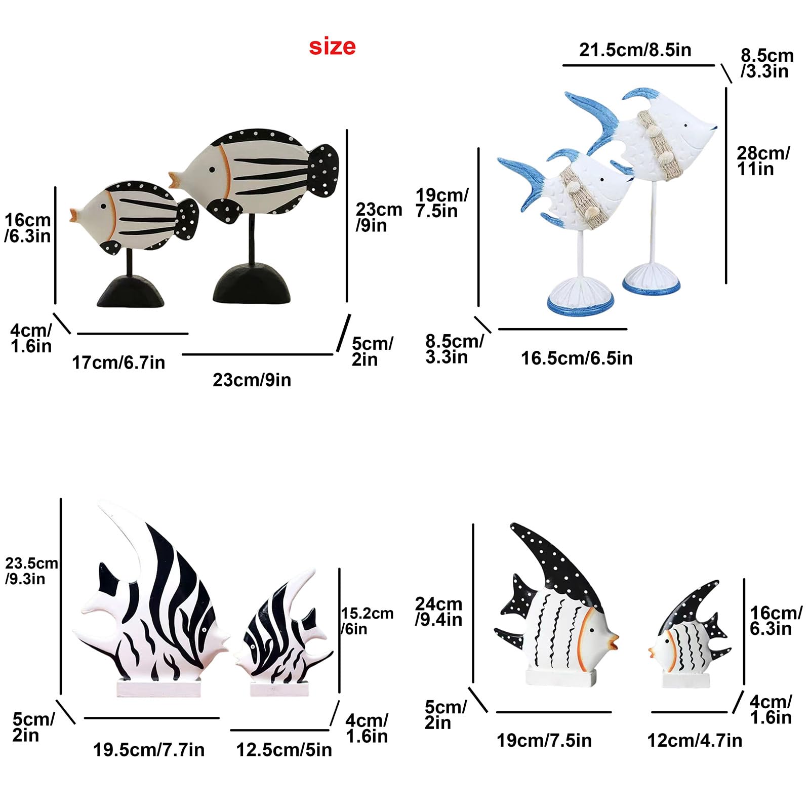 2 Pieces Creative Wooden Fish Ornaments Mediterranean Style Bathroom Animal Ornaments Beach Accessories Nautical Bathroom Accessories (Blue) - Image 2