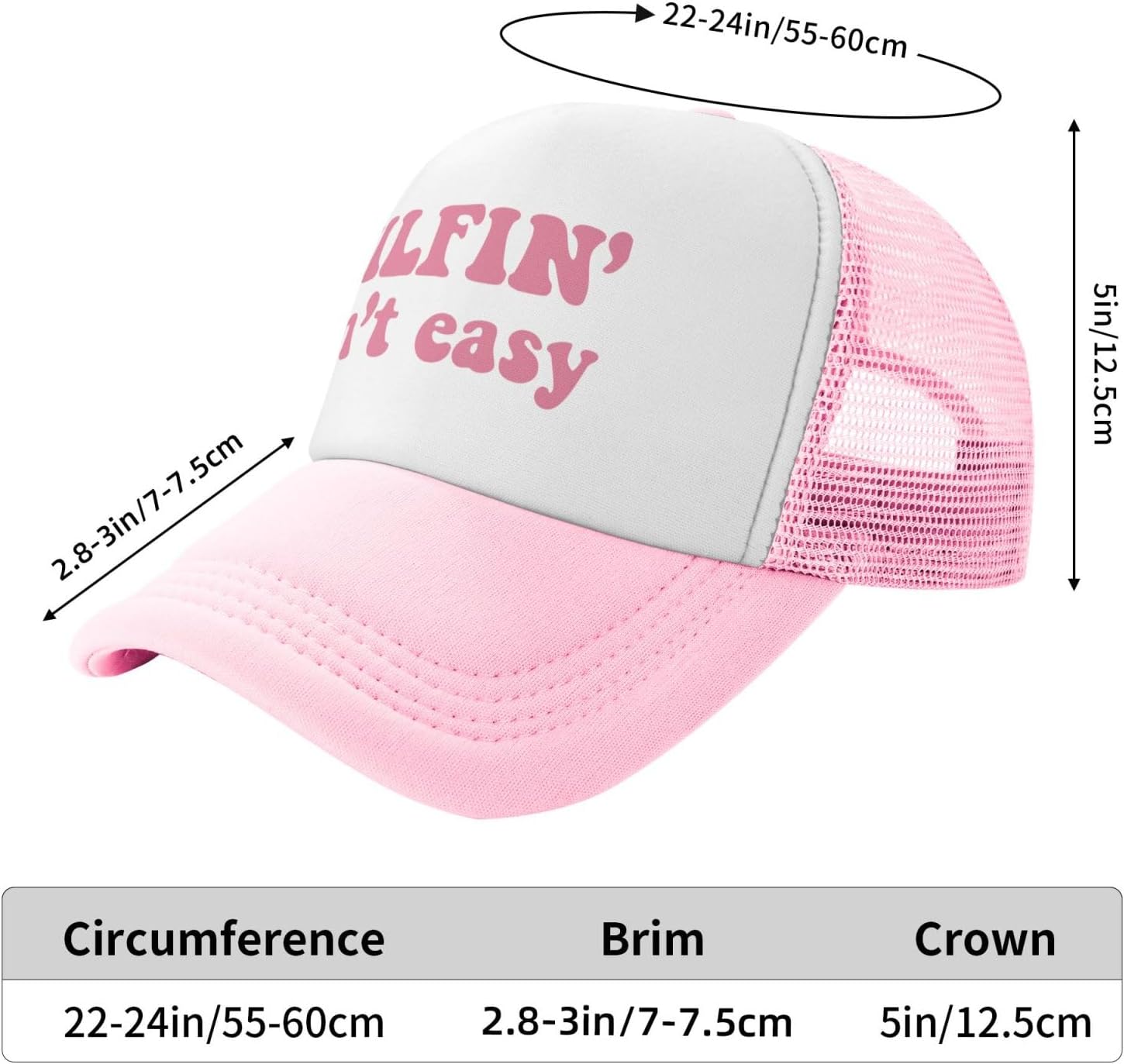 Milfin Aint Easy Hat Funny Baseball Caps Adult Mesh Trucker Hats Adjustable Sport Cap Men Women Pink - Image 6