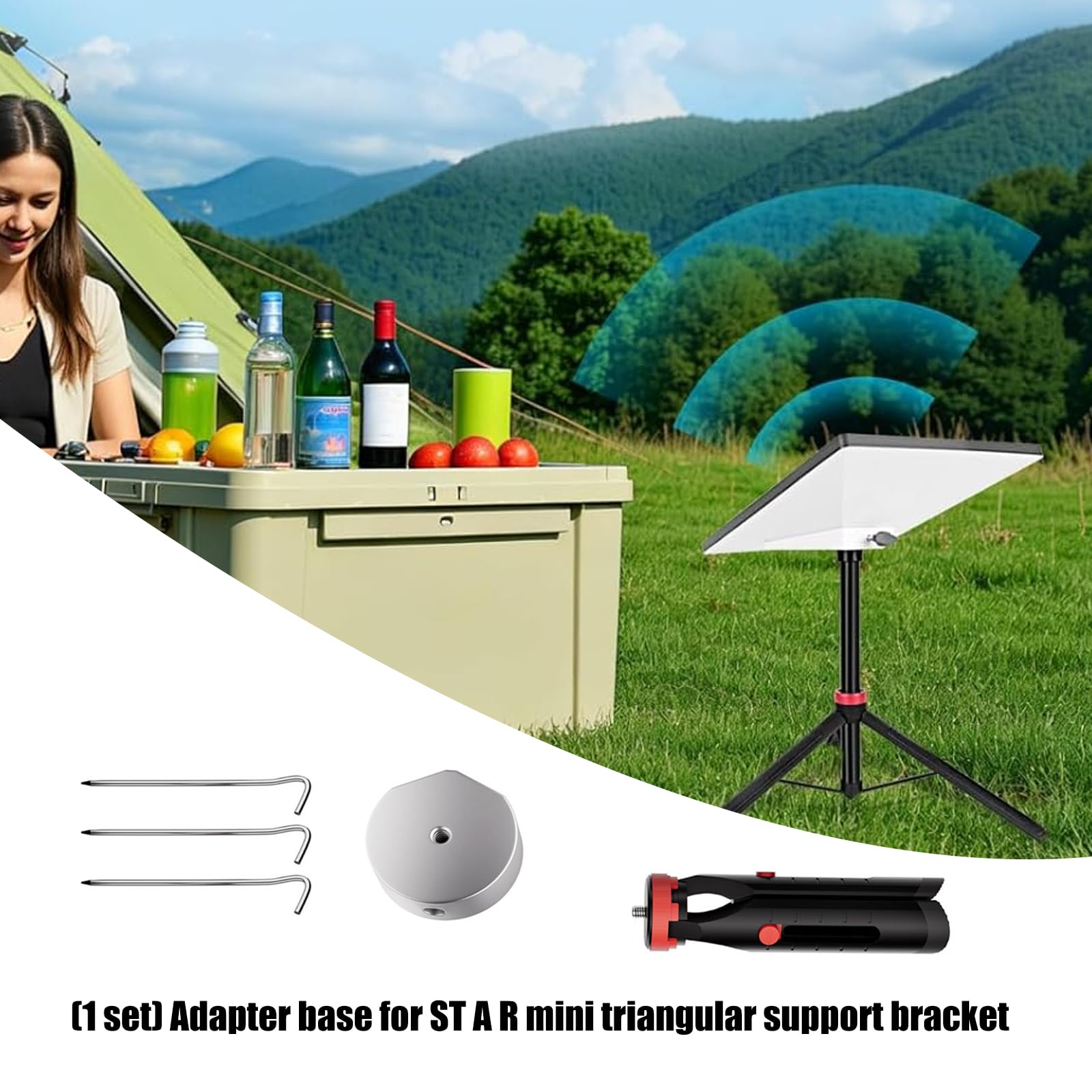 Trépied adaptateur pliable portable en aluminium léger et facile à transporter pour voyage, camping, utilisation en extérieur