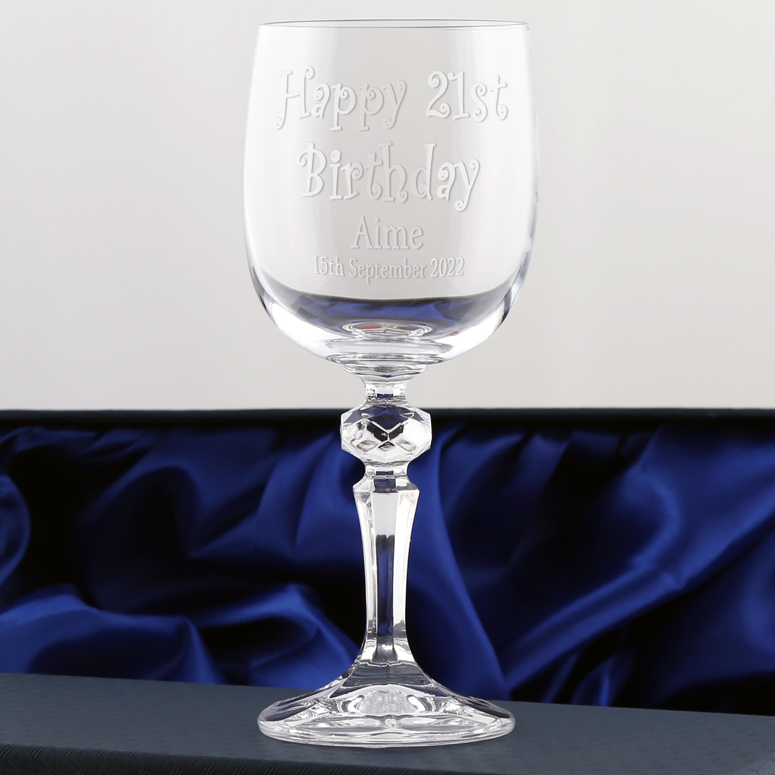 The Great Gifts Company Girls Crystal 21St Birthday Lead-Free Engraved Wine Glass