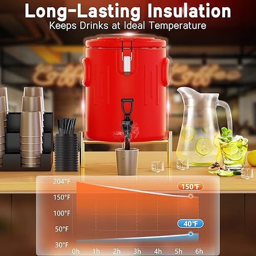 Miniatura 5 de Dispensador de bebidas aislado de 2 galones  Interior de acero inoxidable versátil para bebidas calientes y frías Dispensador de bebidas calientes