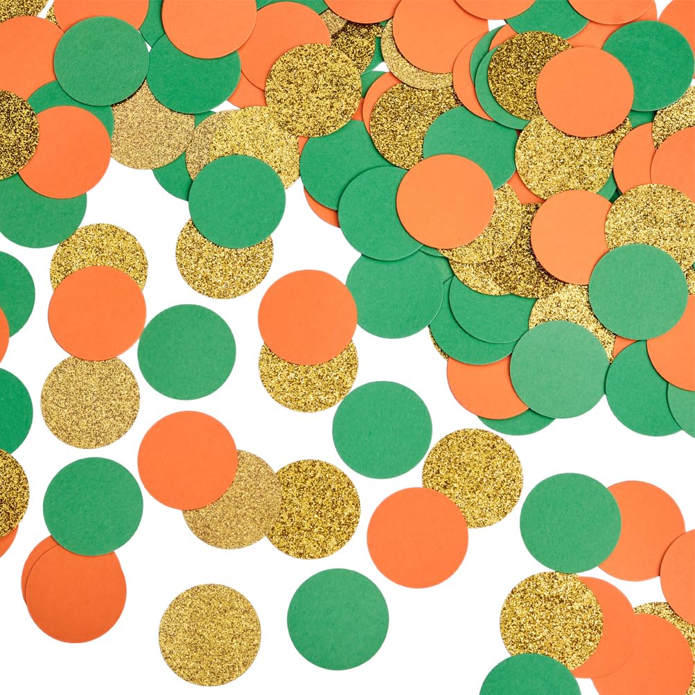 MOWO Gold Orange and Green Confetti Table Decoration, 1.2'', 200pc