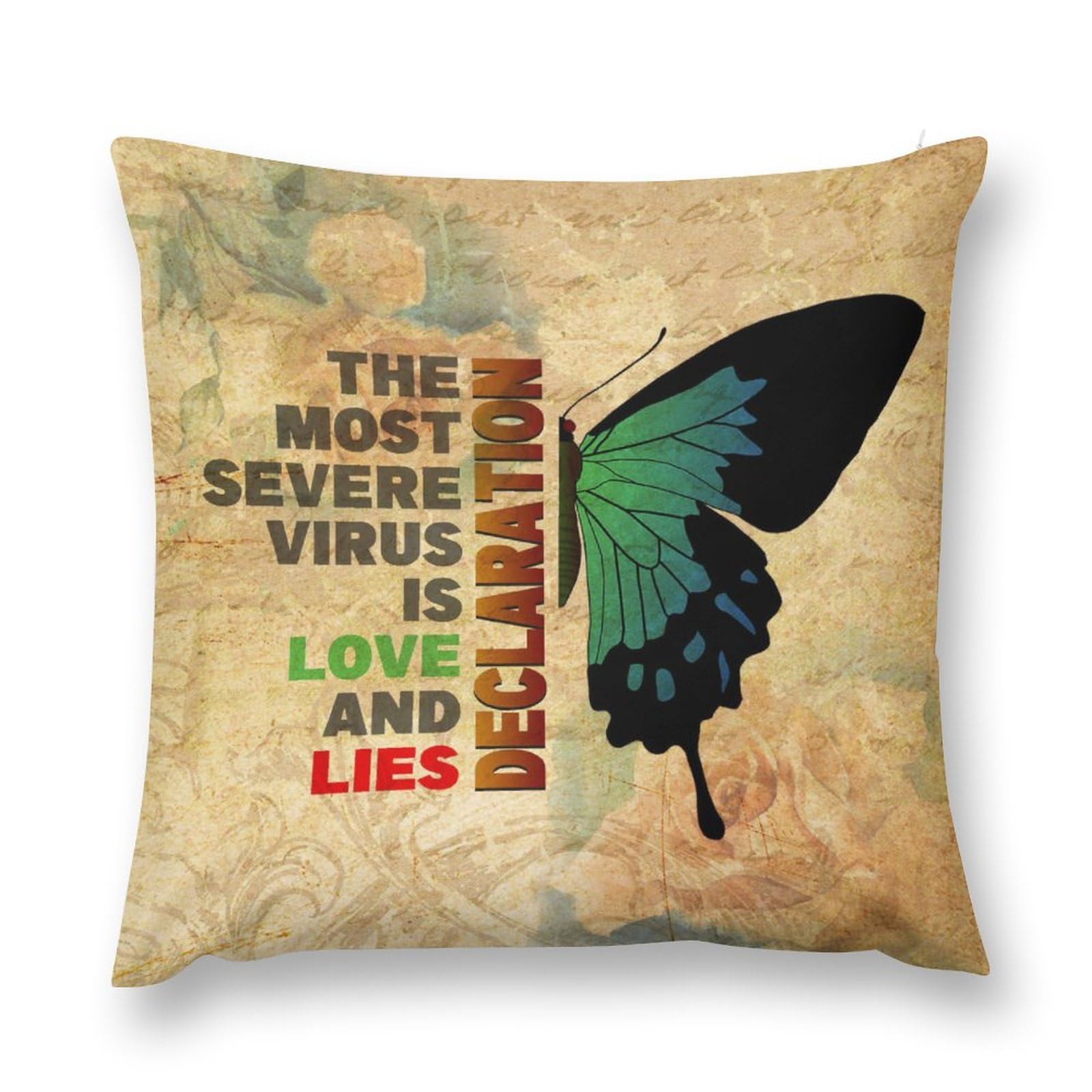 Retro Flower Throw Pillow Covers Short Velvet Butterfly Stuffed Animal Double Sided Printing Premium Home Decor Maximalist Pillowcase 18x18 Inches,