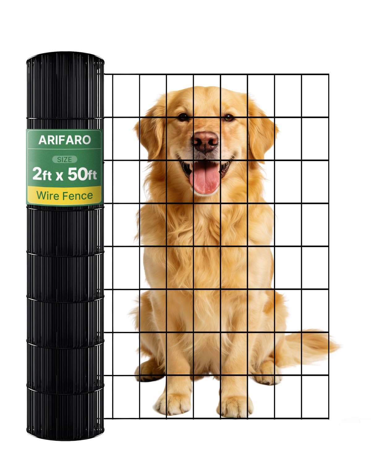 ARIFARO Recinzione in rete metallica da 0,6 m x 15,2 m, con fori da 5 cm x 7,5 cm, rotolo da 2 mm, rivestimento in PVC, zincata a caldo, rete metallica per cani, polli, cervi, conigli e altri animali