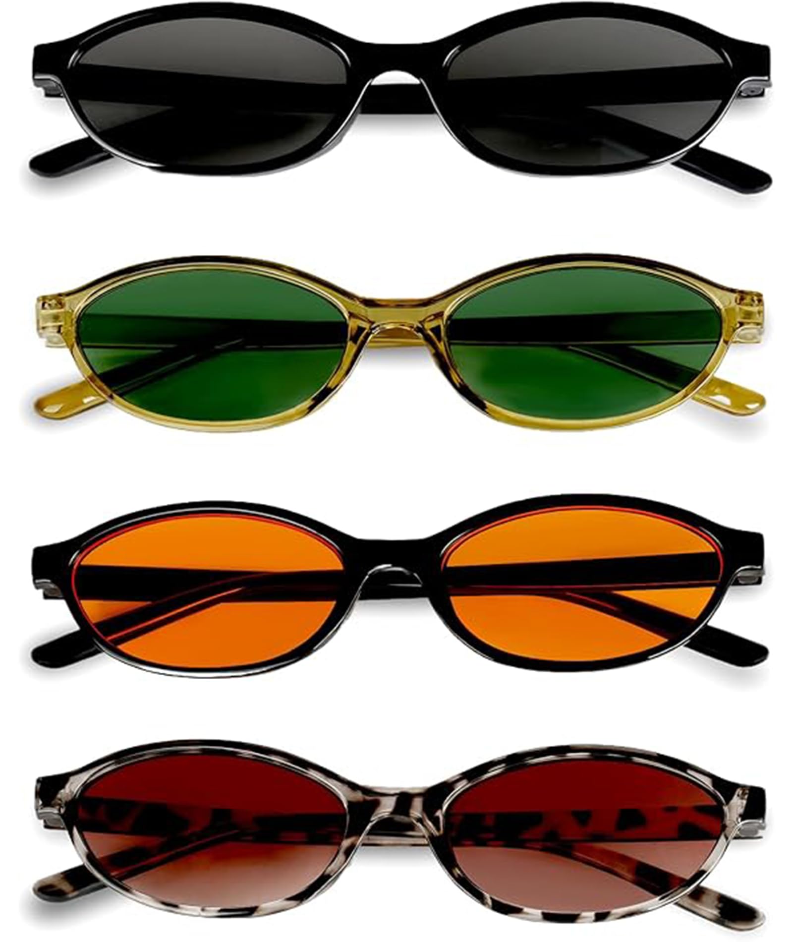 nhcdfa 4 Pairs Cat Eye Sunglasses for Women, Oval Sunglasses for Women, UV400 Protection for Casual Outings, Driving, Vacations and Parties, Small Frame Oval Sunglasses-picture-32