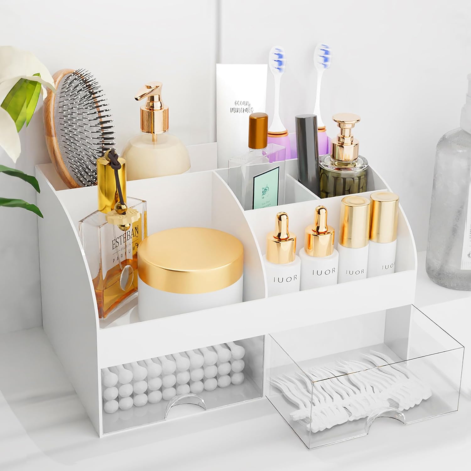 Makeup organizer with drawers cosmetic storage for dresser vanity