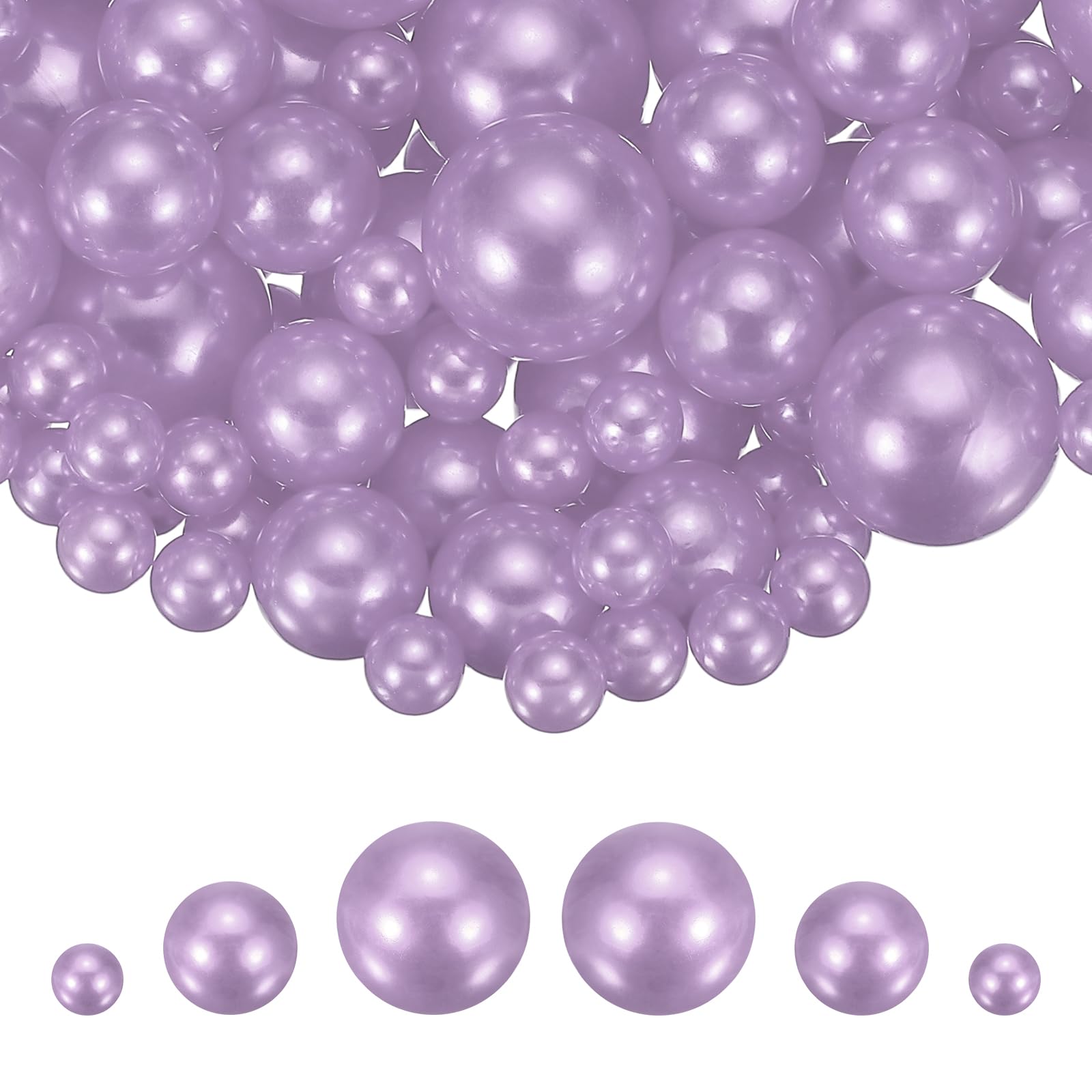 sourcing map 300Pcs Faux Pearl for Crafting, 8/14/20mm No Hole ABS Round Pearls for Vase Fillers Jewelry Making Vase Filler Cosmetic Boxes Home Decor DIY Parts Table Scatter, Purple