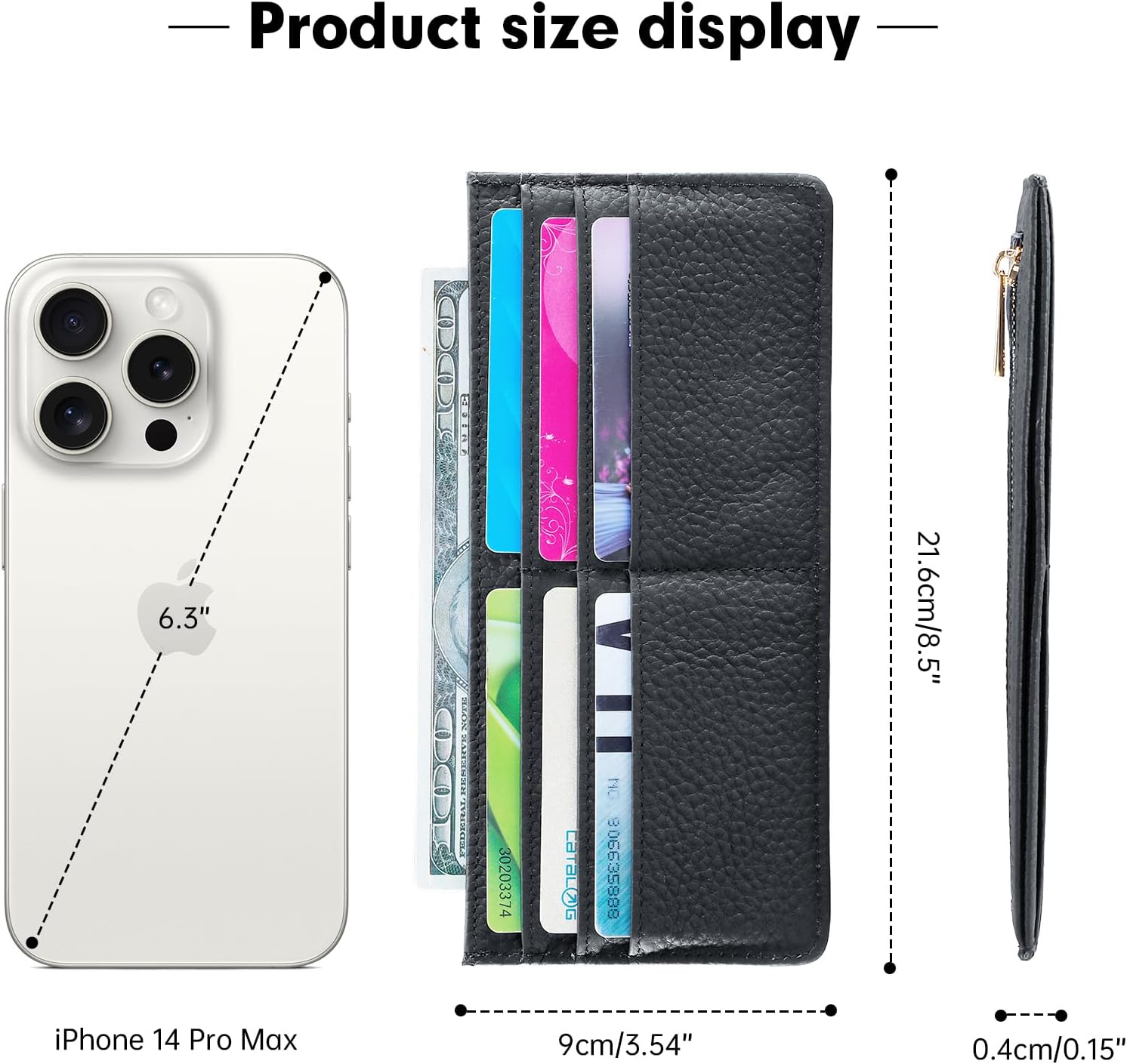 XEYOU Slim Wallet for Women RFID Blocking Long Credit Card Holder Genuine Leather Wallets with Zipper Coin Pocket - Image 4