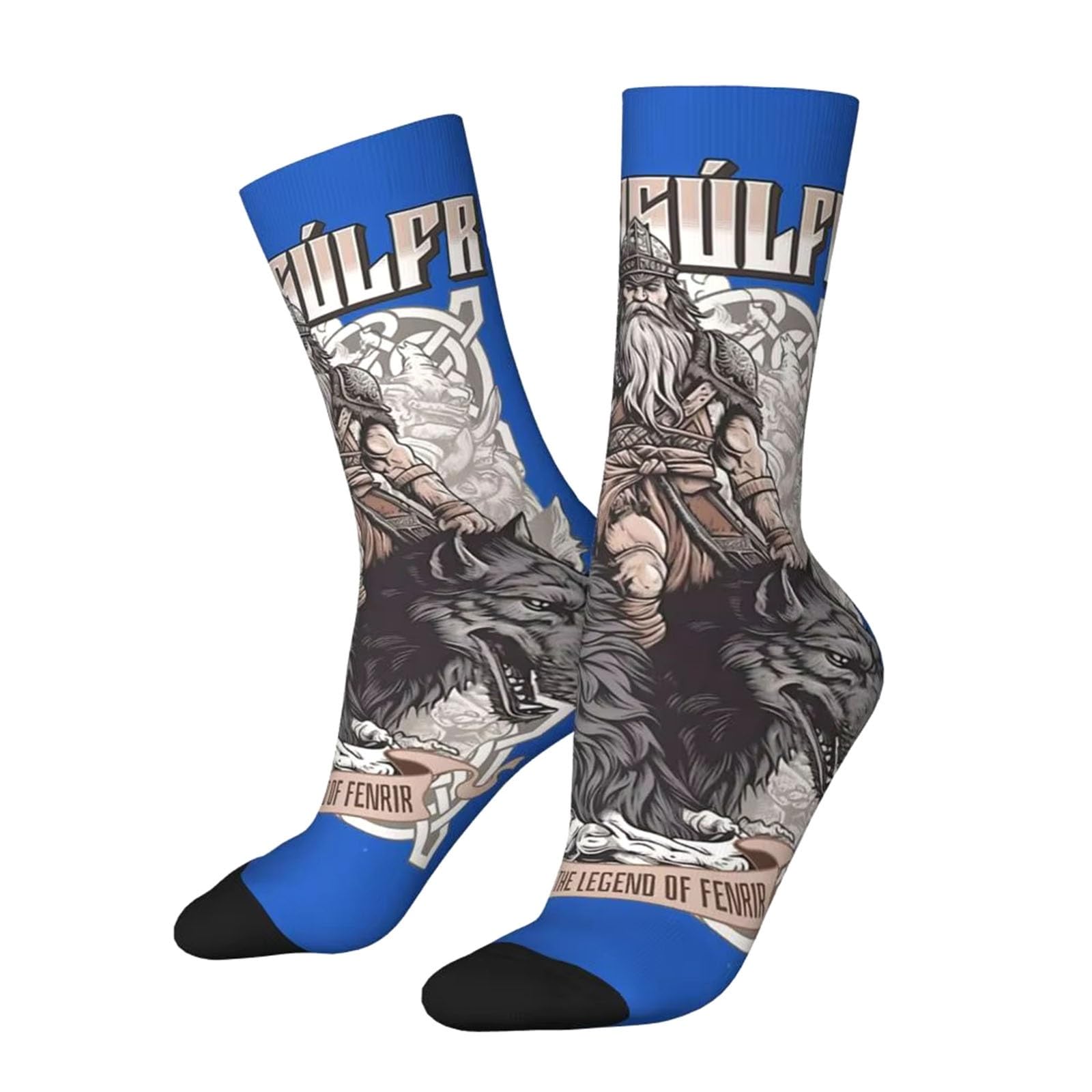 Fenrir Wolf Wikinger Krieger Fahrradsocken für Herren Und Damen, Neuartige, Gut Sitzende, Lustige, Sportliche Basketball Schlauchsocken