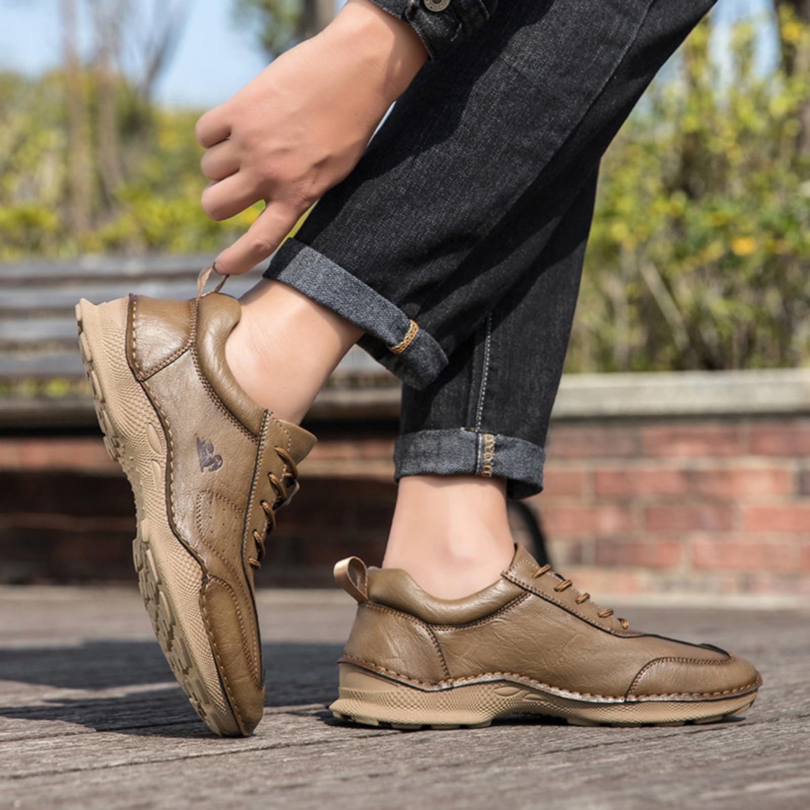 Męskie skórzane buty trekkingowe wodoodporne buty outdoorowe