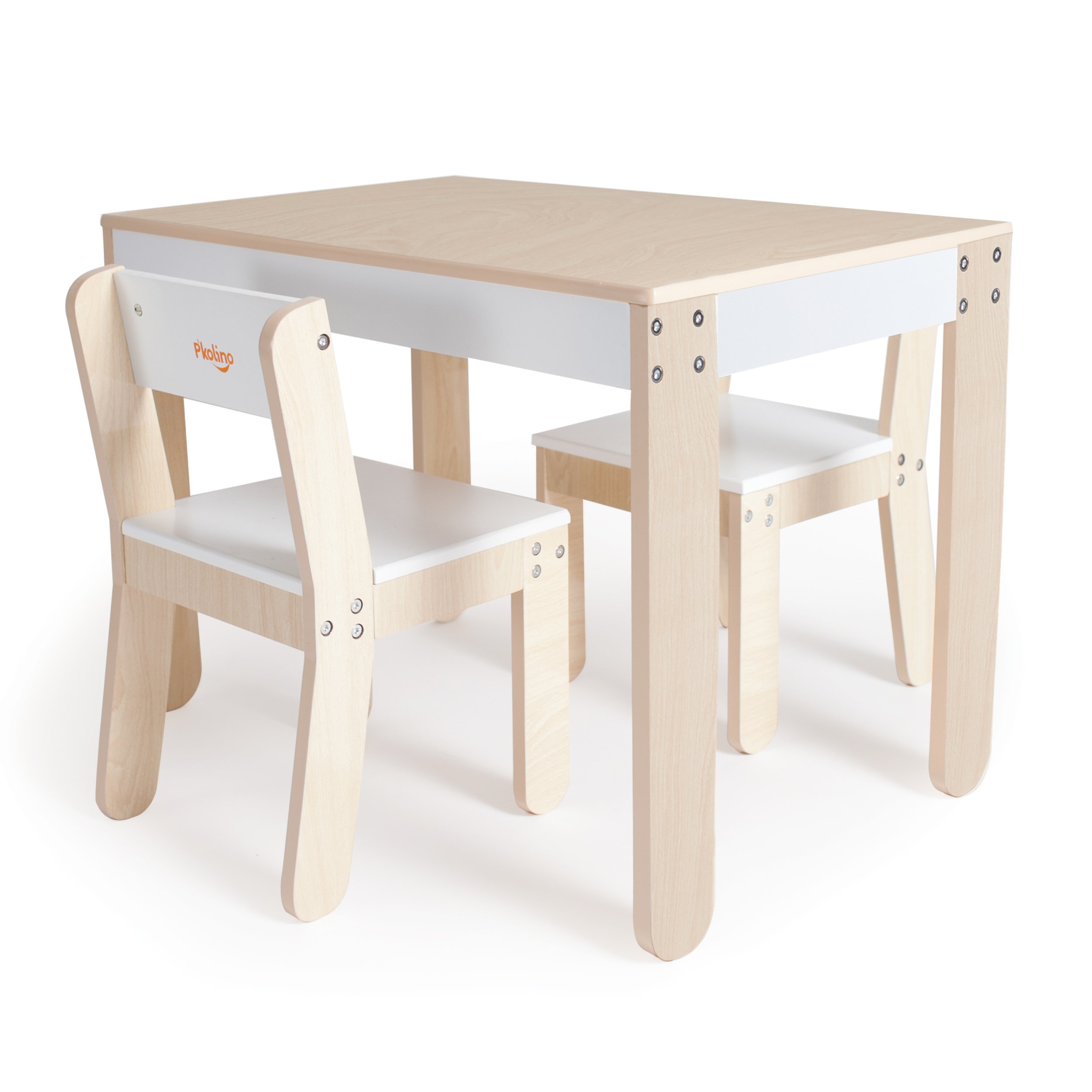 white wooden childrens table and chairs