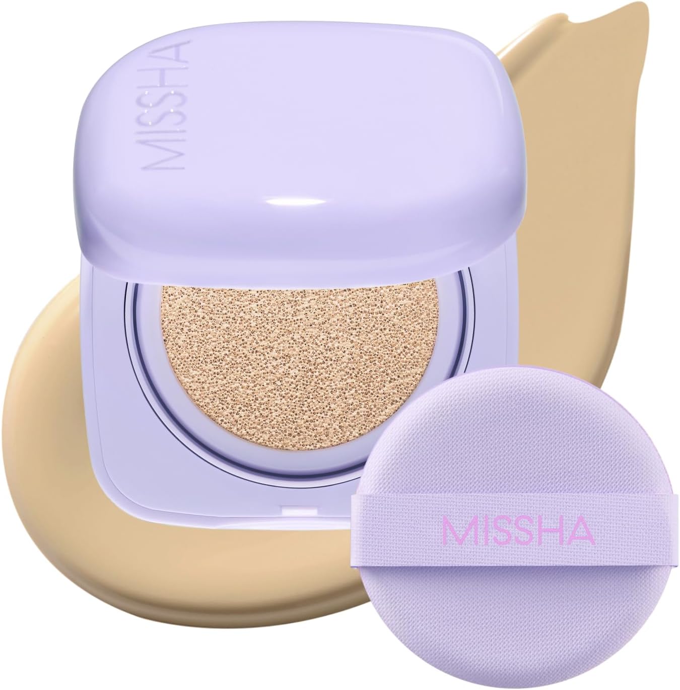 MISSHA Serum Cushion Glow Layering Fit Cushion Foundation No.21 Vanilla Light Beige for Bright Skin, Korean Foundation Makeup, Rich-Texture, Full-Coverage, 24-Hr Hydrating, Triple Glow System