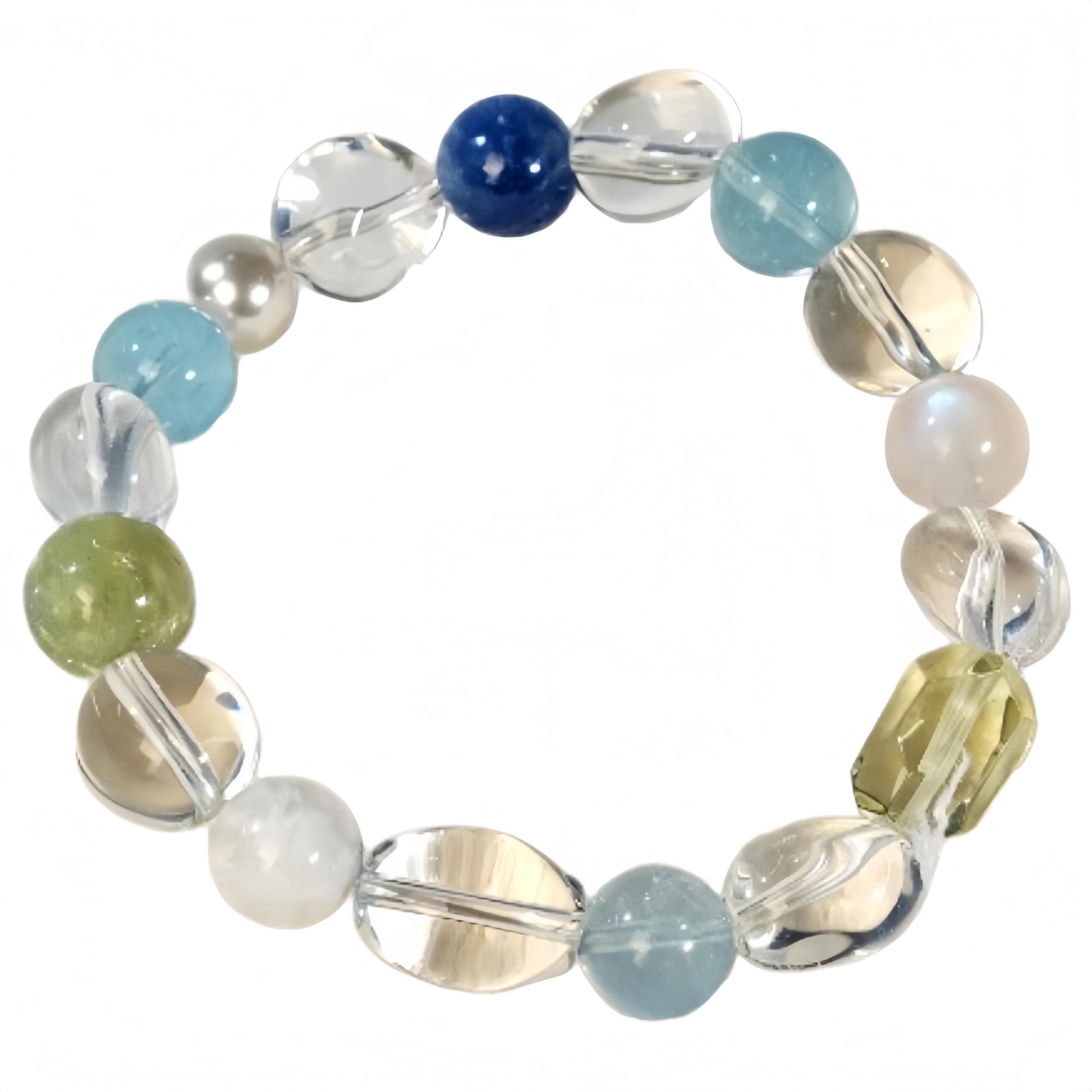 Pulsera Cristal Natural Pulsera De Aguamarina Con Cristal Blanco De 10mm