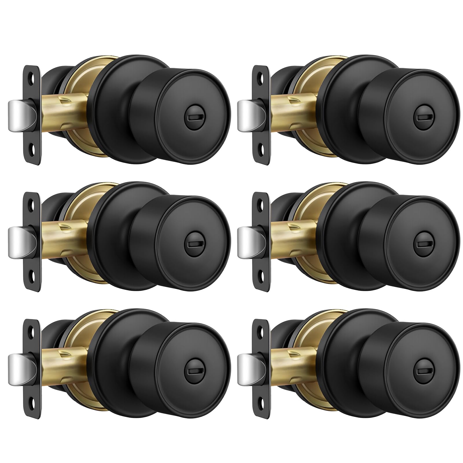 Goldenwarm Matte Black Privacy Door Knobs (10 Pack) -17