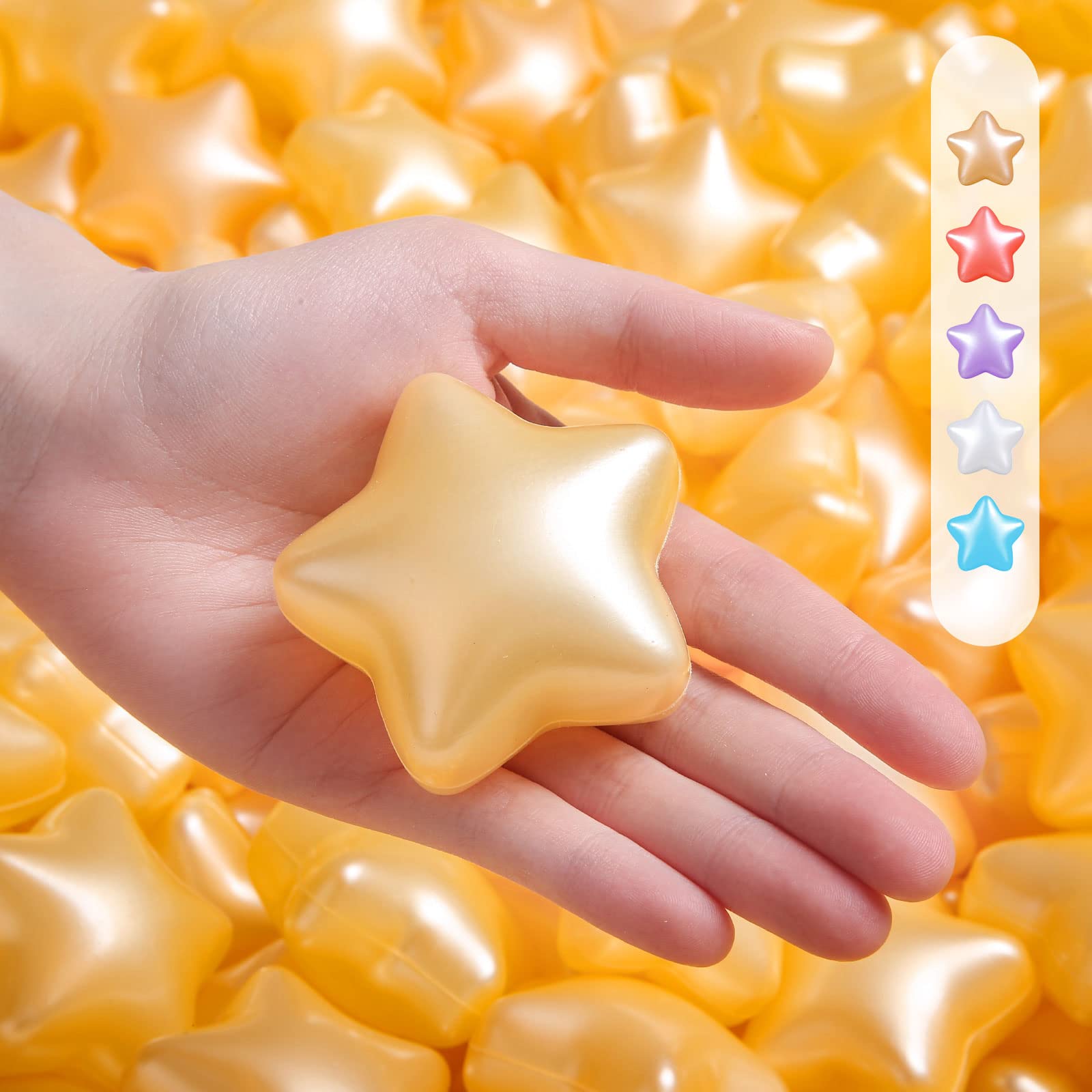 TRENDPLAY Star Balls for Ball Pit -100pcs 2.4 in 3.15 in Plastic Non-Toxic Play Toys Tent Pool Playhouse Playpen Party Decoration