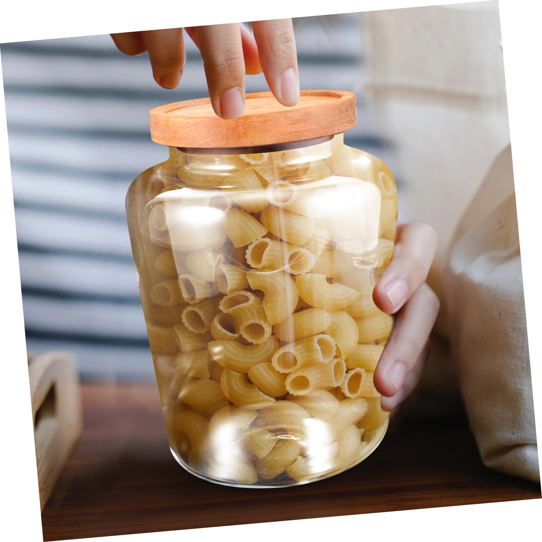 COLLBATH Tarro para Almacenar Alimentos de Vidrio 1, 5l Tapa de Madera