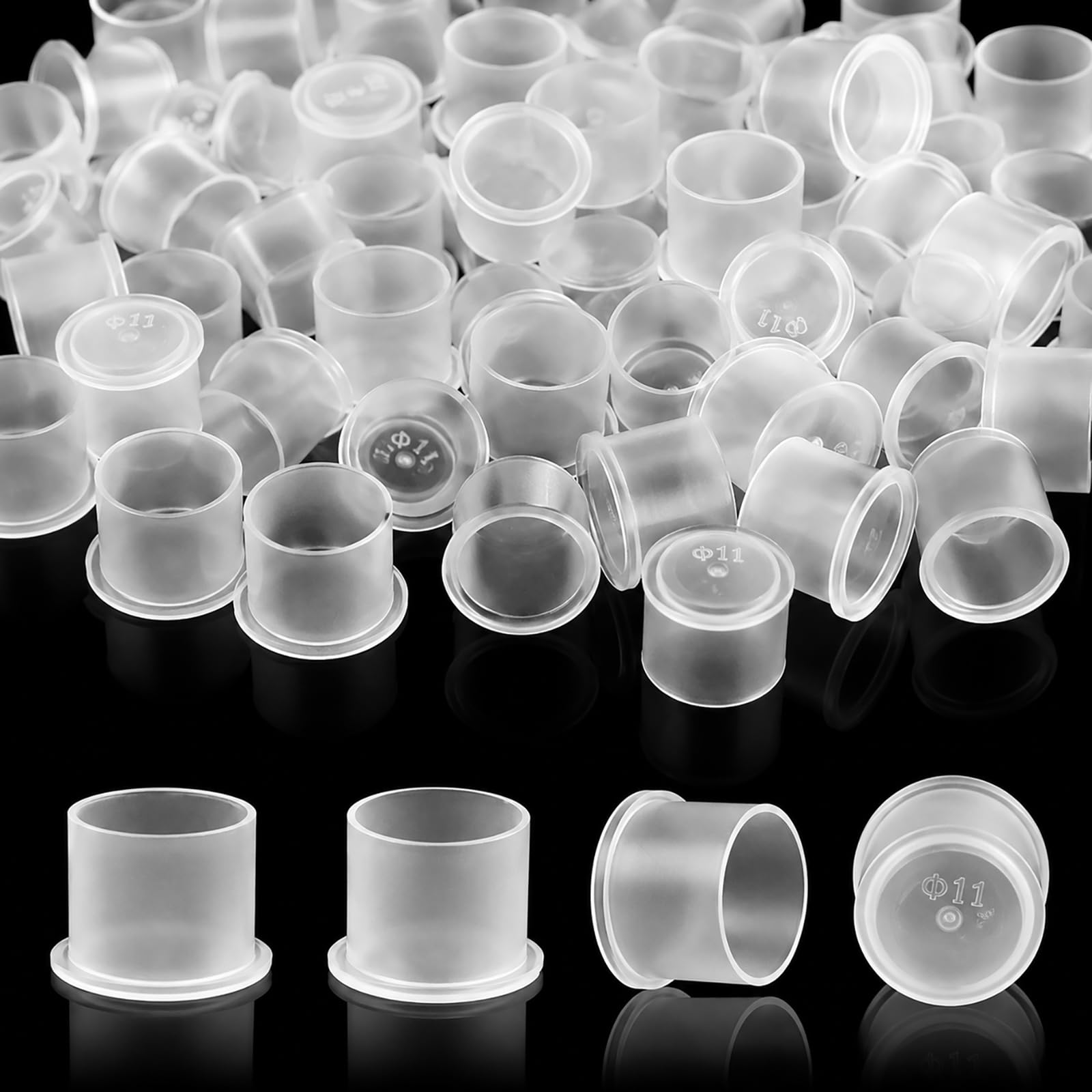 Autdor 1000Pcs Tattoo Ink Caps with Base #14mm Medium, Clear Disposable Ink Cups for Permanent Makeup, Spill-Proof Pigment Container Caps Professional Tattoo Supplies for Beginners &amp; Artists