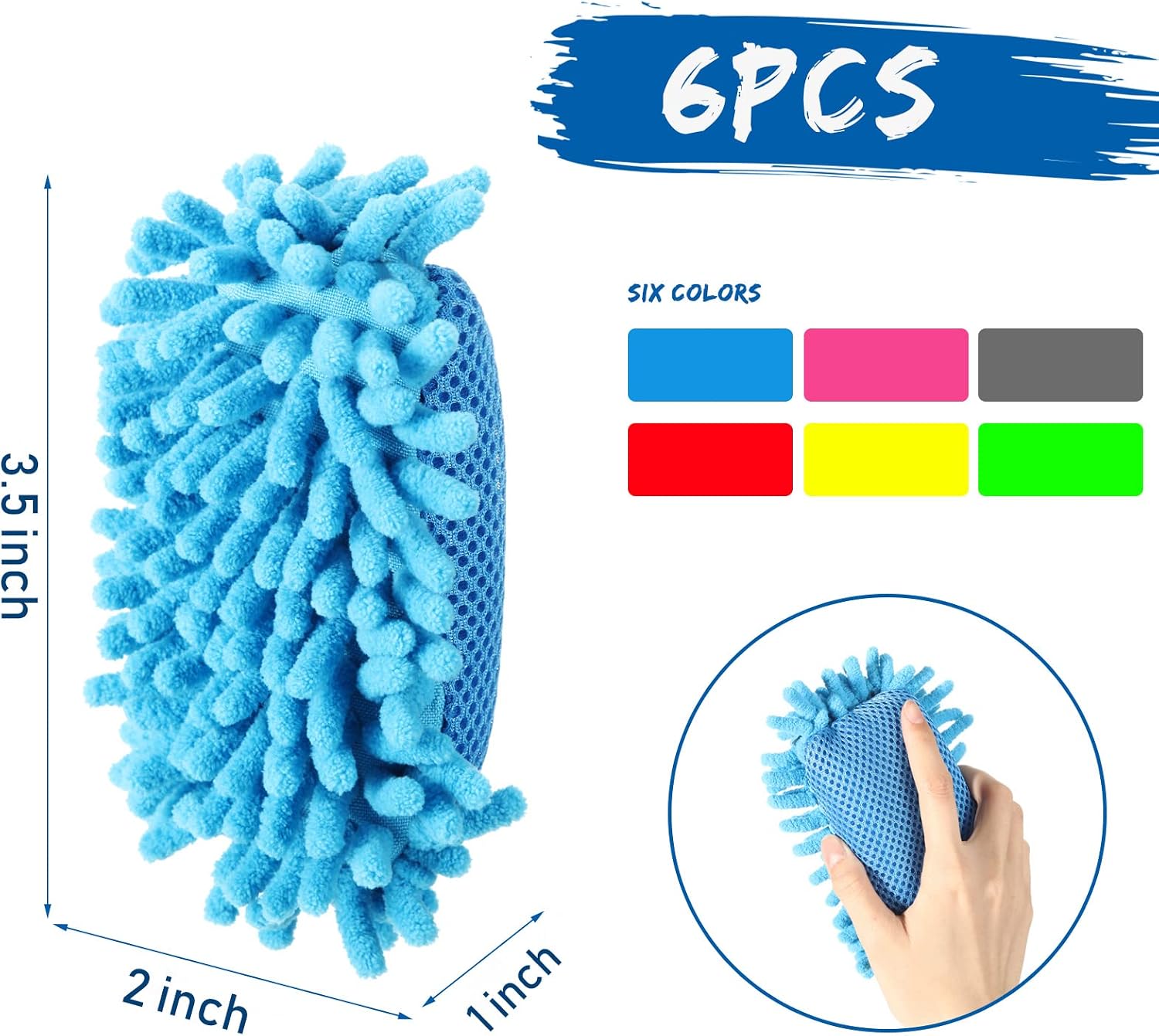 Yexiya 6 Pieces Dry Erase Erasers Magnetic Whiteboard Eraser Washable Microfiber Shag Eraser for Home and Office Use(Multi Colors)