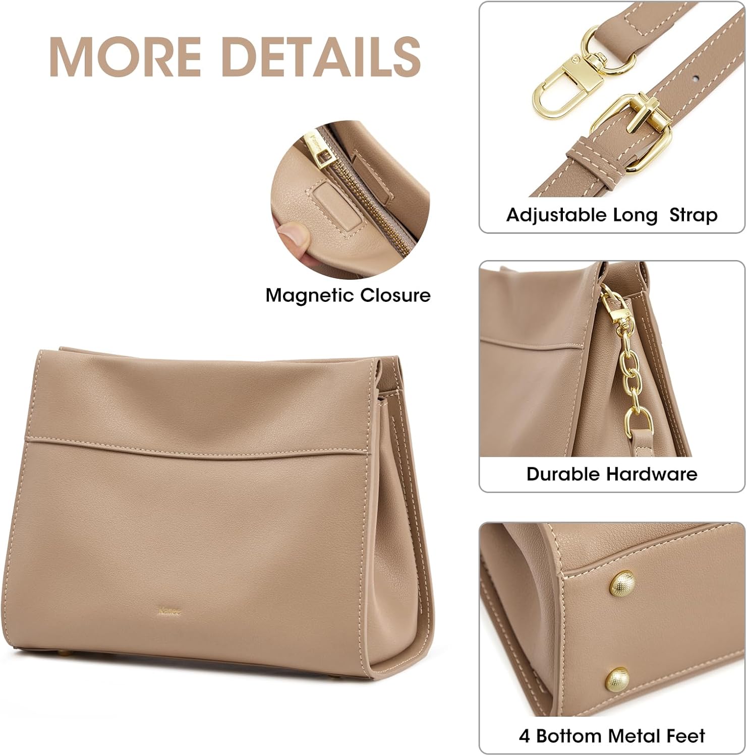 Kattee Leather Purses and Handbags for Women, Small Crossbody Bags for Women, Top Handle Hobo Shoulder Bag with 2 Straps - Image 5