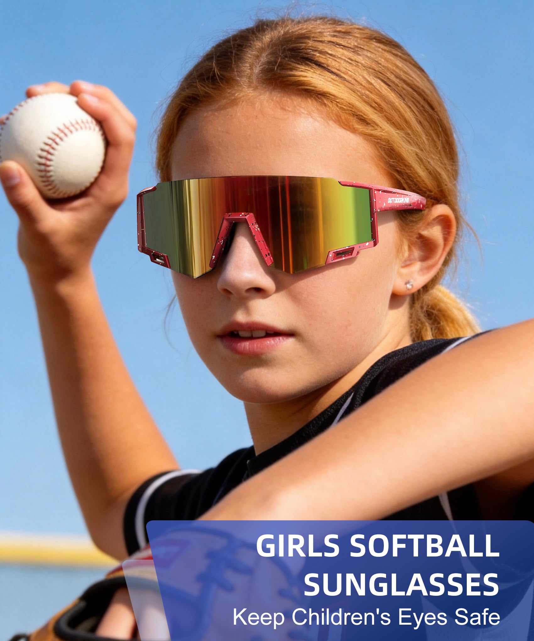 Kinder-Sonnenbrille, Baseball-Sonnenbrille, UV-Schutz, Brille für Jungen und Mädchen