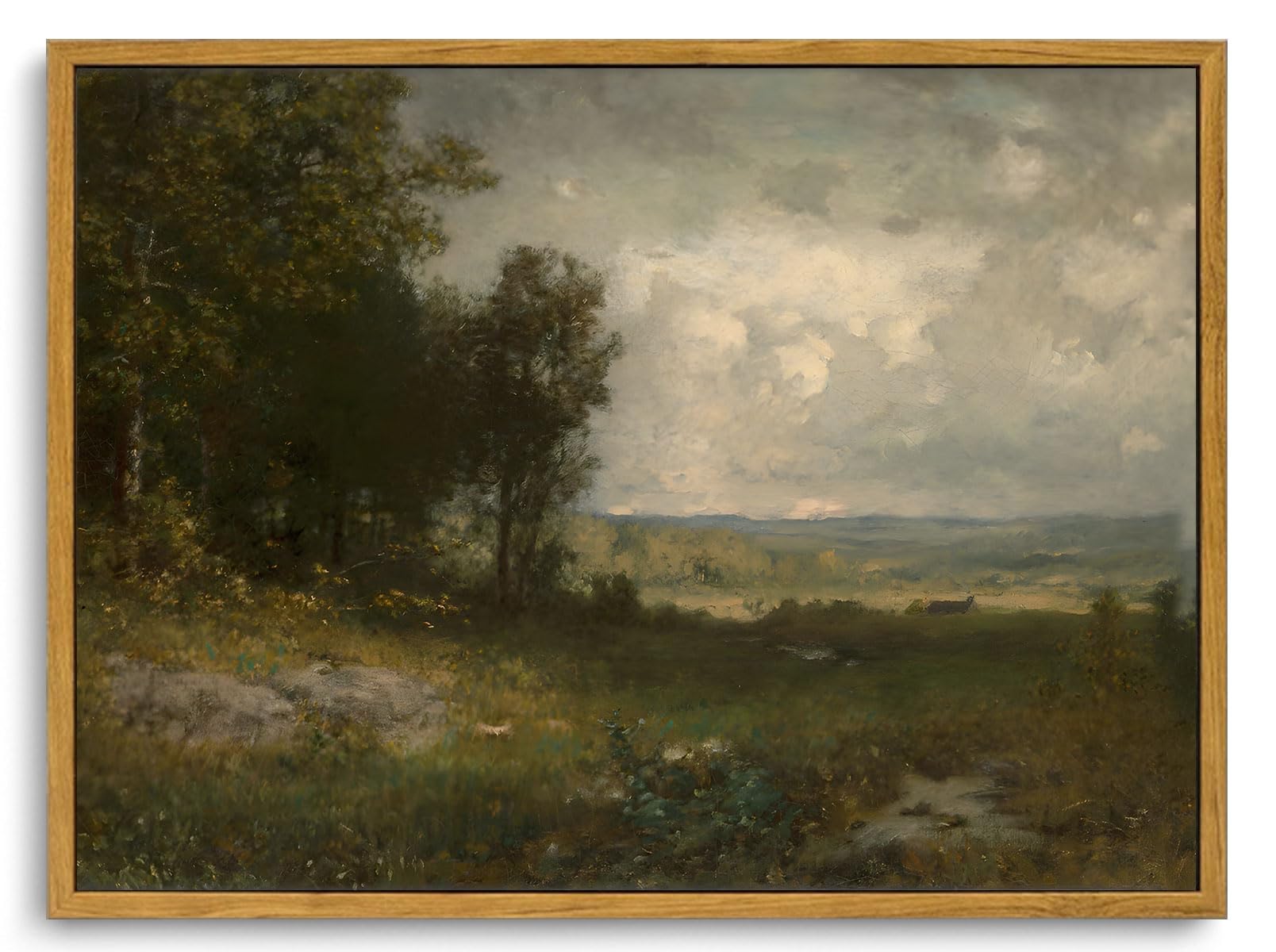 KISSFOX Framed Vintage Landscape Wall Art Natural Scenery Canvas Prints Colorful Painting Artwork Rustic Farmhouse Pictures Decor Living Room Office Bedroom Bathroom Kitchen