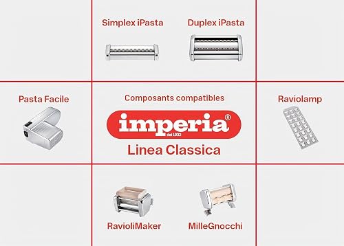 Imperia PastaPresto Classic Line. Electric Fresh Pasta Machine. 100% Made in Italy. Fresh Pasta Machine in Steel with 220v Electric Motor. Electric Roller for Lasagne, Tagliolini, Fettuccine. - 6