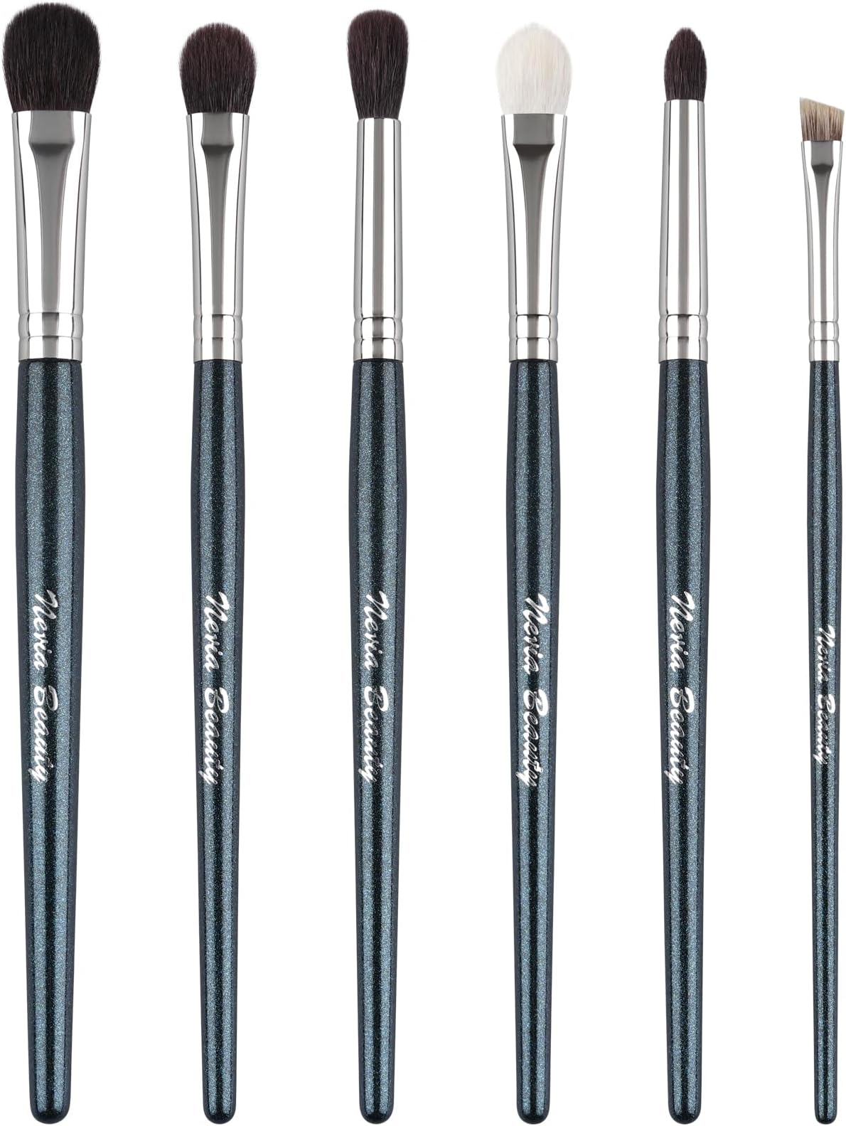 Natural Goat Hair Eye Makeup Brush Set, 6 Pcs Professional Blending Eyeshadow Makeup Brushes for Concealer Eyebrows Eyeliner, Soft Hairs & Wood Handle… (blue 6pcs)