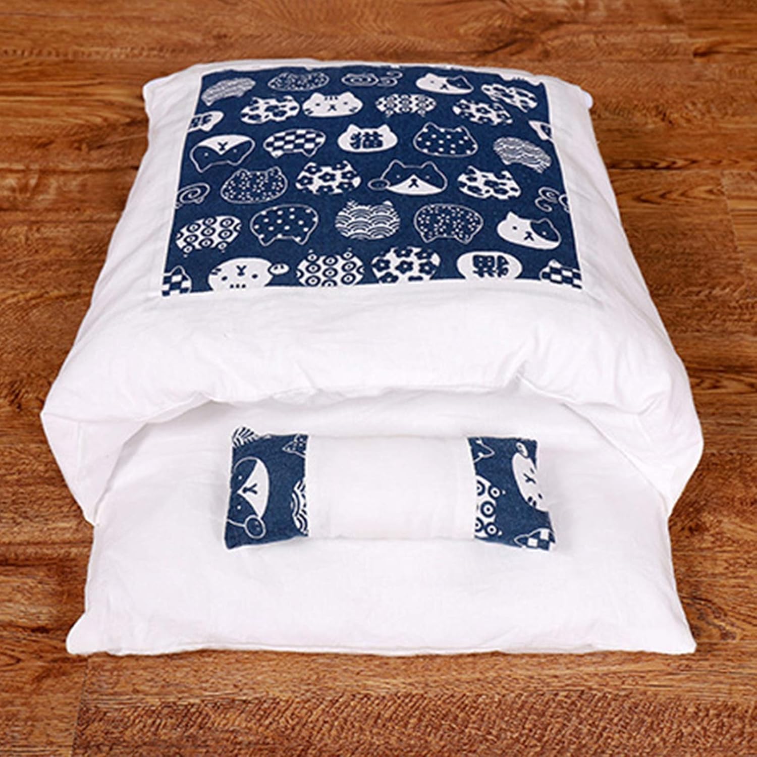 Cat Sleeping Bed, Self Warming Cat Bed Mat,Pet Cats Sleeping Bag,Winter Removable Anti-Slip & Super Warm Pet Cave Cushion Snuggle Sack Blanket with Zipper for Cats Puppy with Pillow