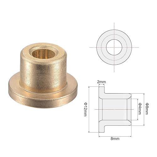 Miniatura 13 de uxcell Rodamientos de manga de brida 0.236 in Diámetro 0.394 in OD 0.472 in Longitud 0.551 in Diámetro de brida 0.079 in Espesor de brida Bronce