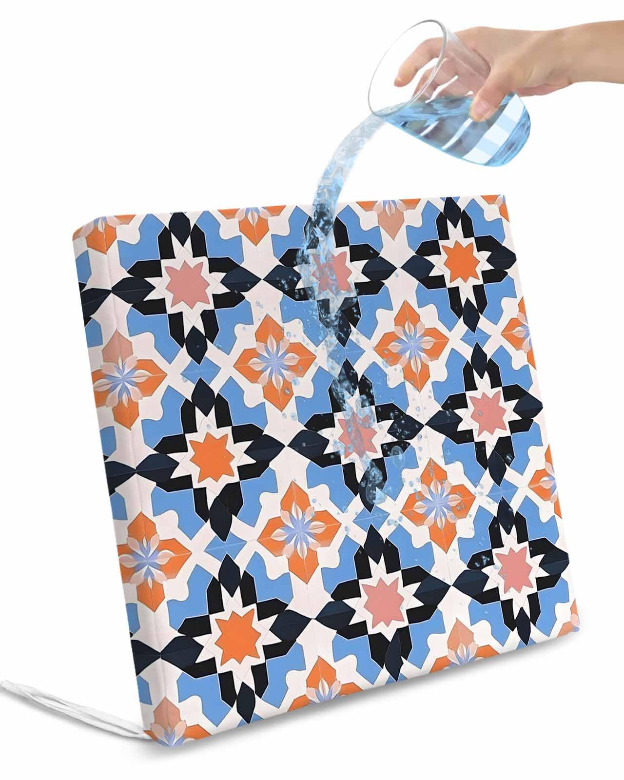 2 Pack Modern Geometric Waterproof Cushion Covers with Ties, Outdoor Patio Chaise Lounge Chair Seat Cushion Slip Covers Replacement(Only Cover) Colorful Abstract Flowers Aesthetic 22