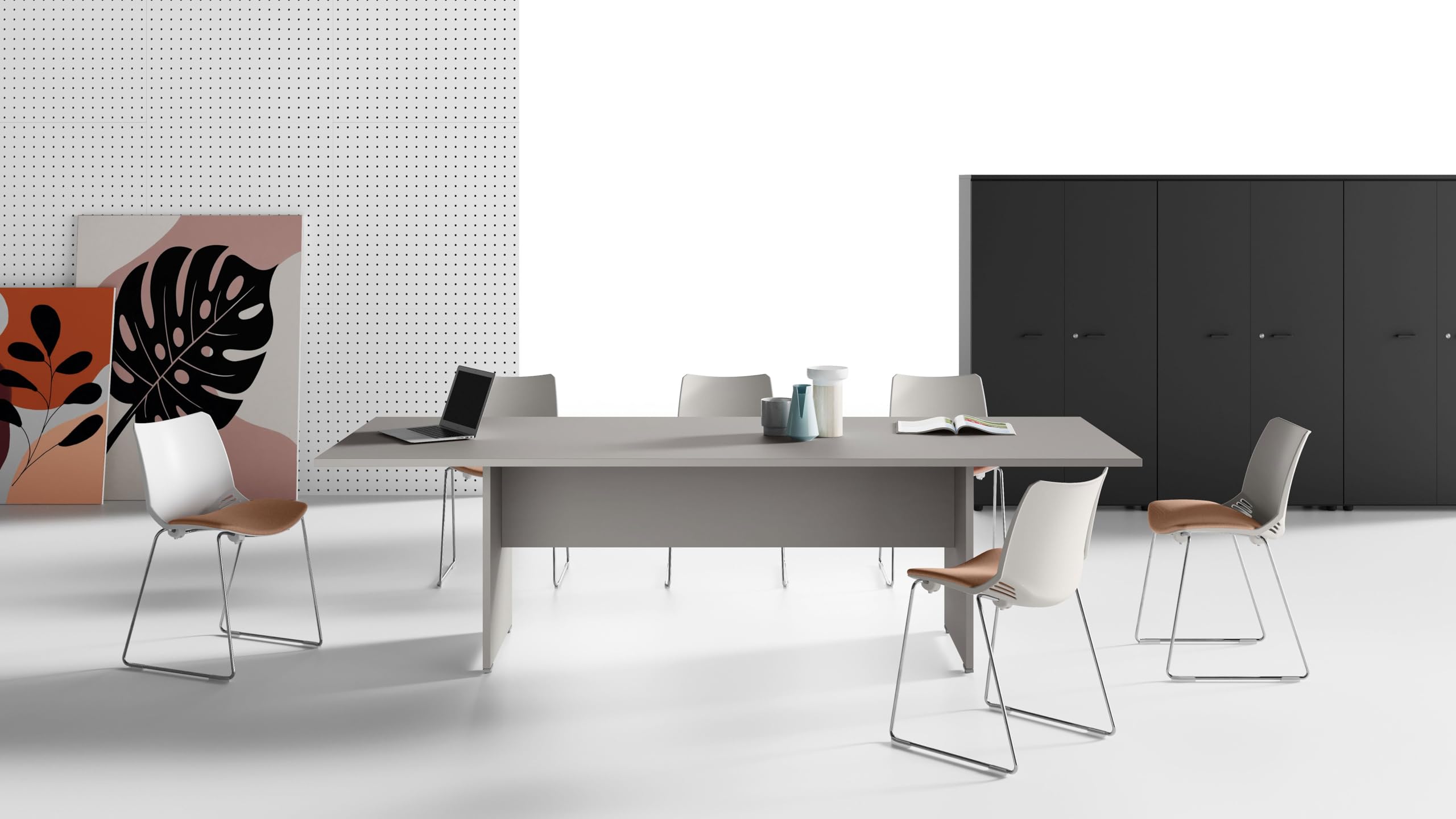 Table de réunion rectangulaire en bois - Stone Grey - 210x100x75