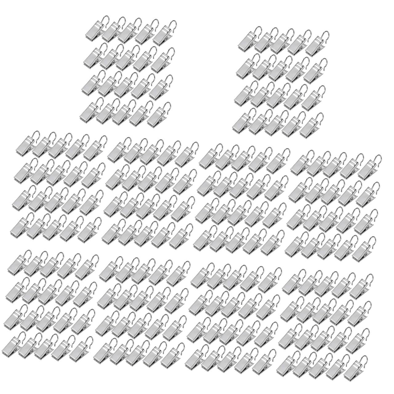 ABOOFAN 10 Sätze Lichter Aufhänger Multifunktionsbügel Mehrzweckhalter Gardinen Klemmen Kordelklemme Kabelklipse Kompakte Clips Netz Pole Duschklammern Gardinenclips Silver 120 Stück * 10