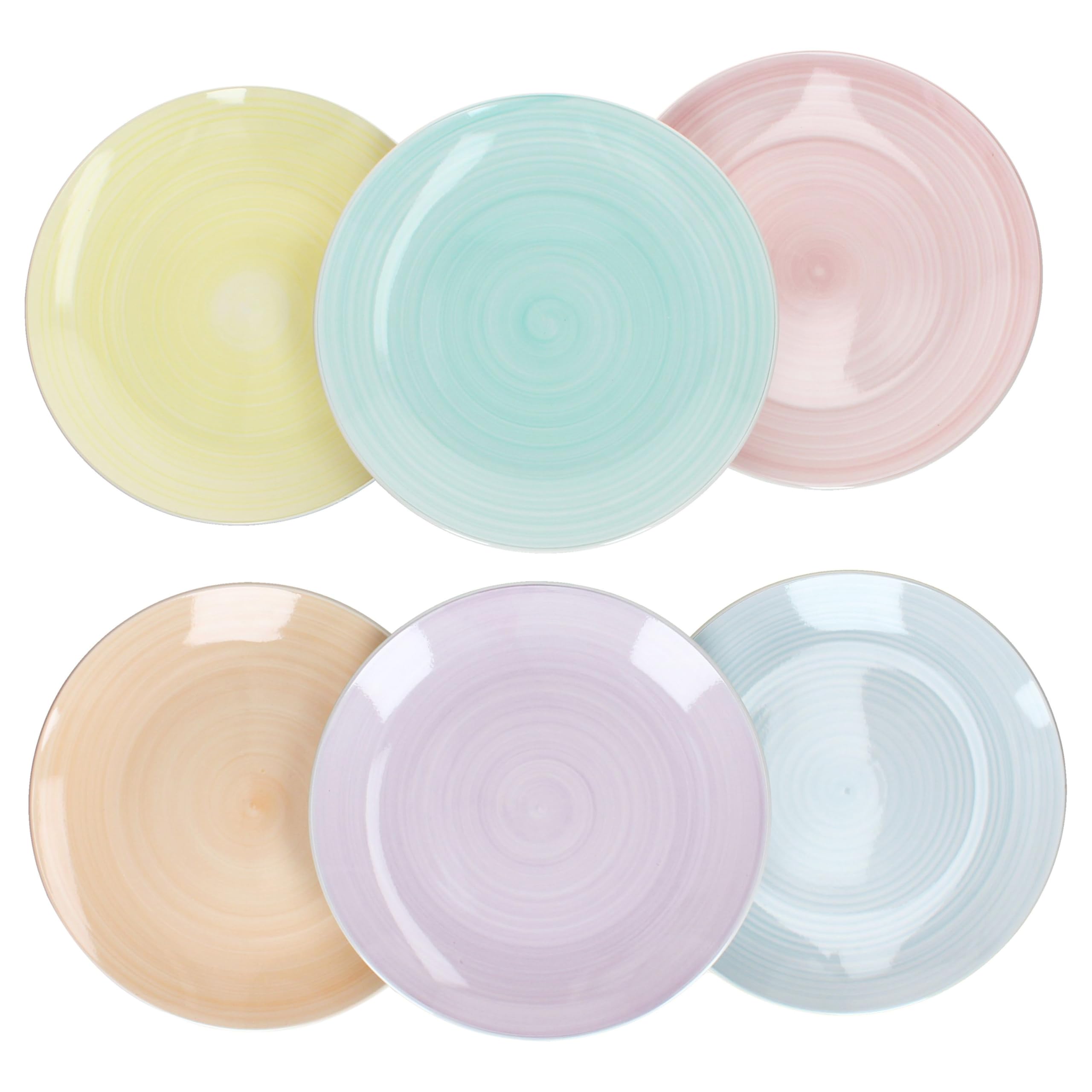 MamboCat Pastello - Set di 6 piatti piani, Ø 27 cm, piatti piani in gres colorato con colori pastello, per 6 persone, piatti grandi per pasti principali, per grigliare e Co