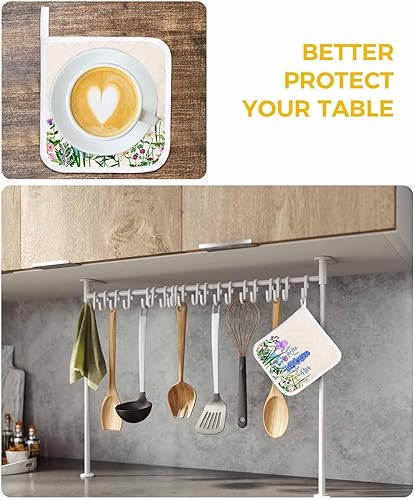 Miniatura 6 de 2 Packs Spring Plants Pot Holders Sets for Kitchen,Oven Pan Plate Bowl Pads Heat Proof Mat with Hanging Loop,Terry Cloth Potholders Soft Grip for