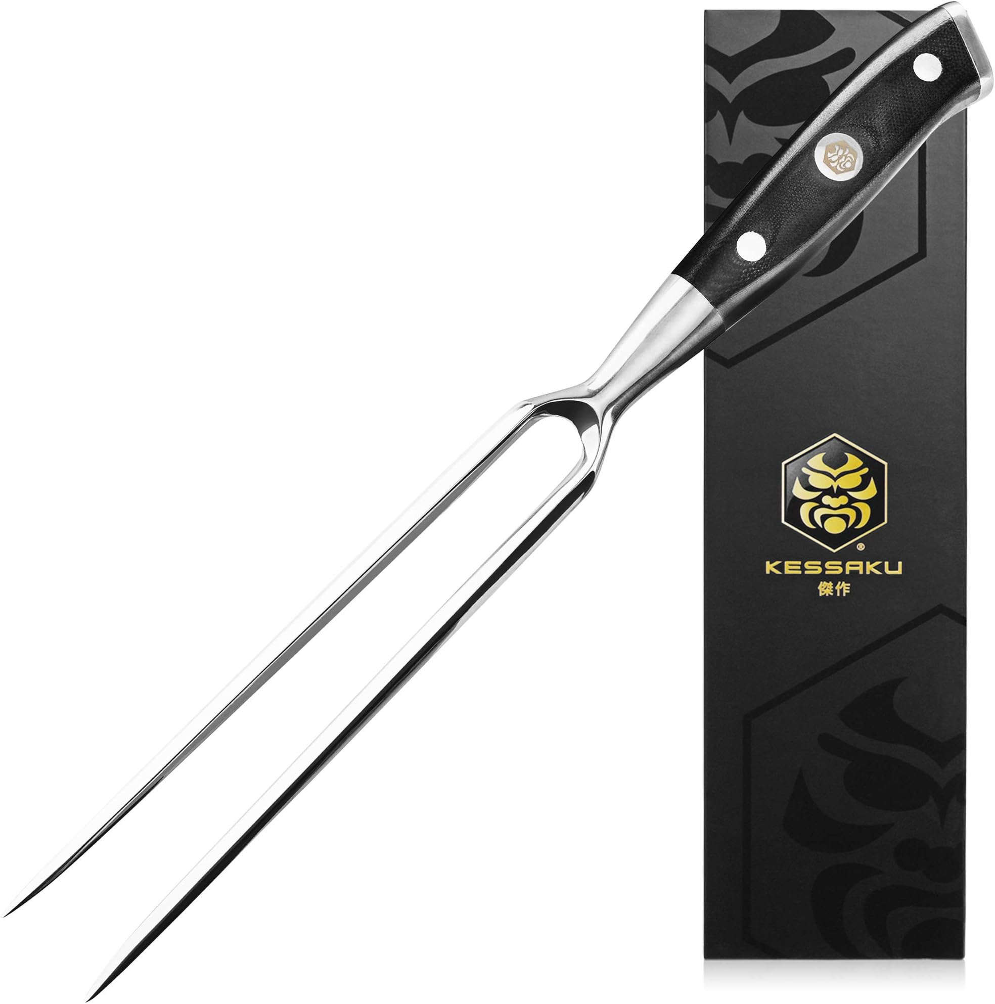 KESSAKU Meat Fork - 7 inch - Dynasty Series - Dual-Prong Carving & BBQ Fork - Forged High Carbon Stainless Steel - G10 Garolite Handle