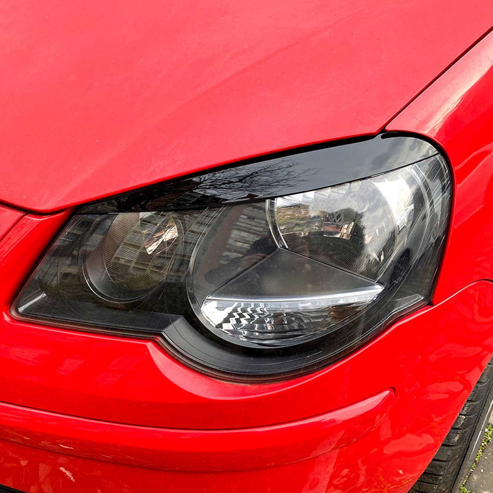 Fari Anteriori Sopracciglia Abs Nero Lucido Antigraffio Facile Installazione Adesivi Decorativi Esterni Per Auto Compatibili Per Polo MK4 9N3 Tutti I Modelli 2005-2009