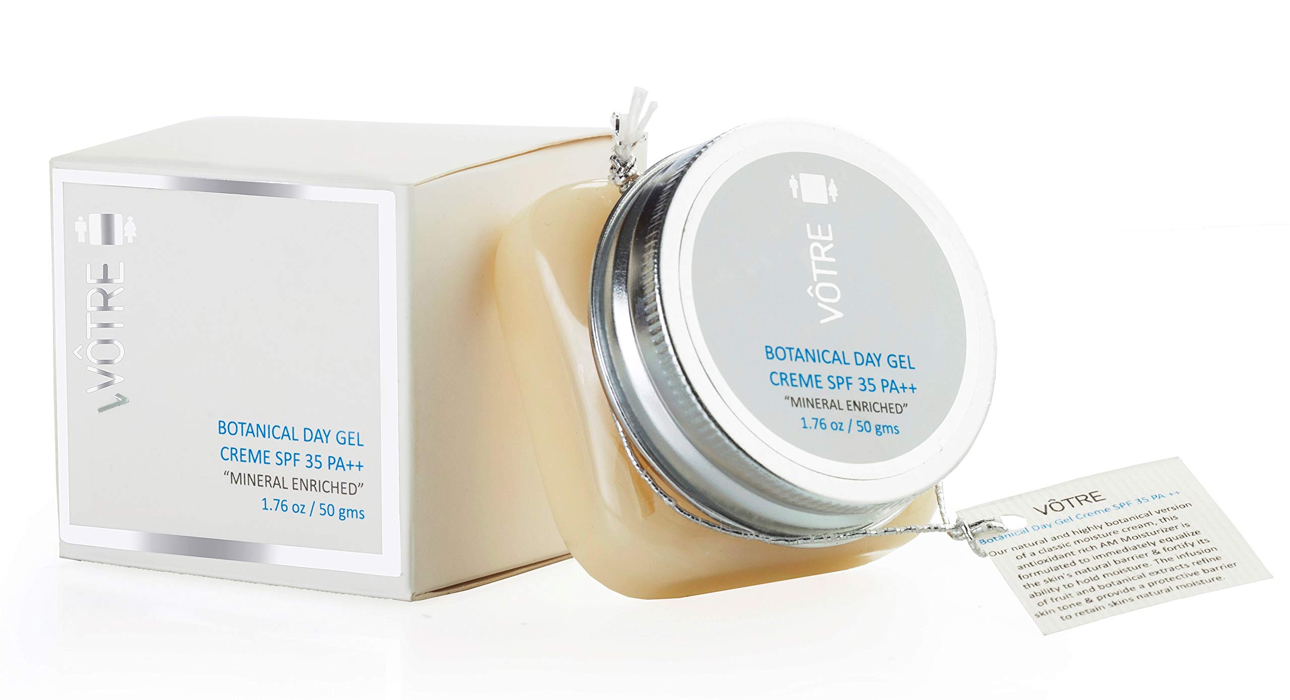 VOTRE100% Natural, Vegan Certified Botanical Day Gel Cream Mineral Enriched SPF 35 PA+++, 50gm