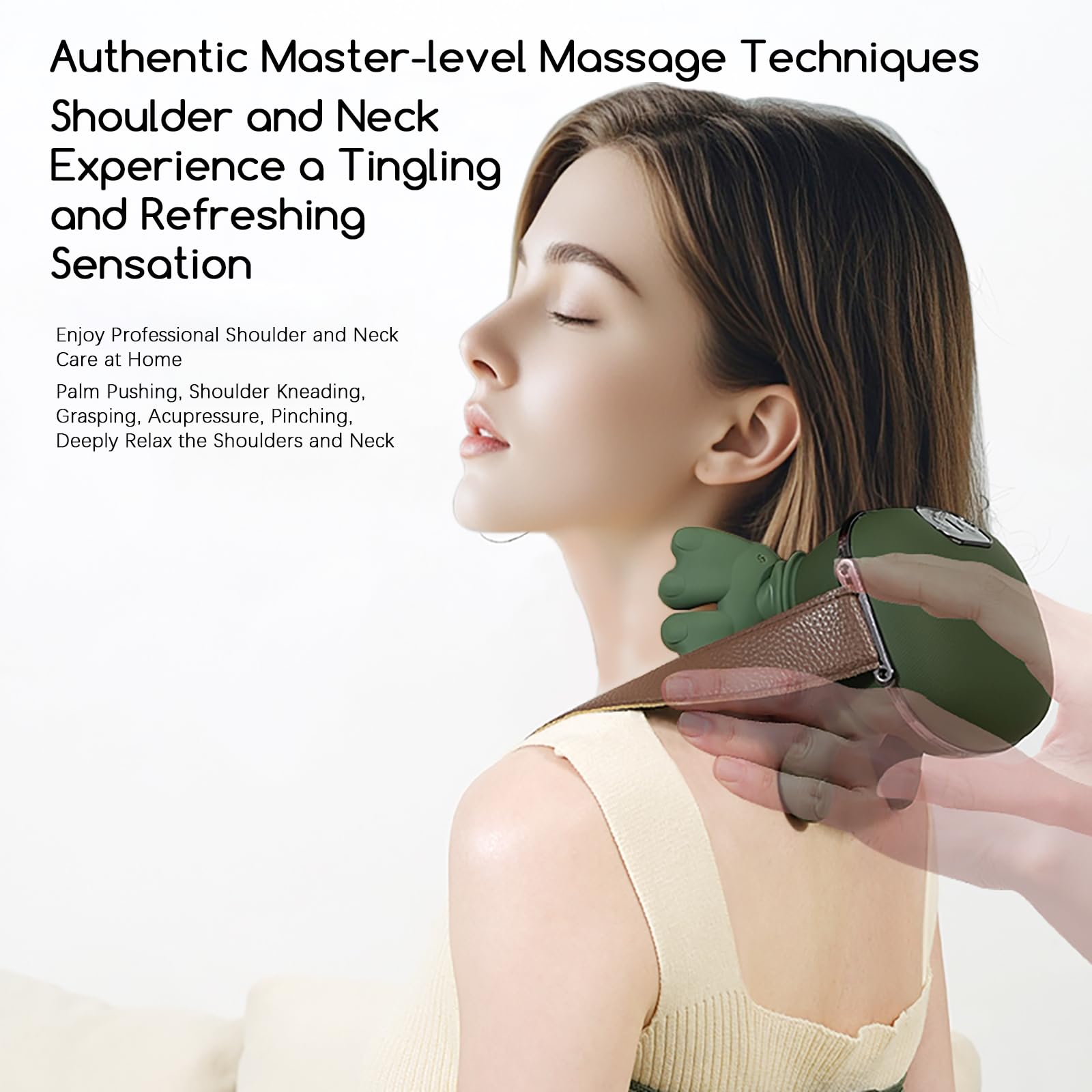 Masseur de cou et d'épaule, pétrissage des tissus profonds 4D en forme de main avec thérapie thermique, appareil de massage électrique portable pour soulager la douleur
