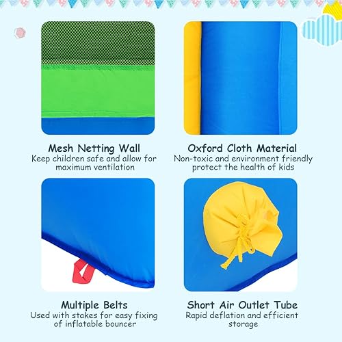 Miniatura 7 de COSTWAY Casa inflable de la despedida de los niños juega la diapositiva de salto del castillo de la bola con el soplador de 480W