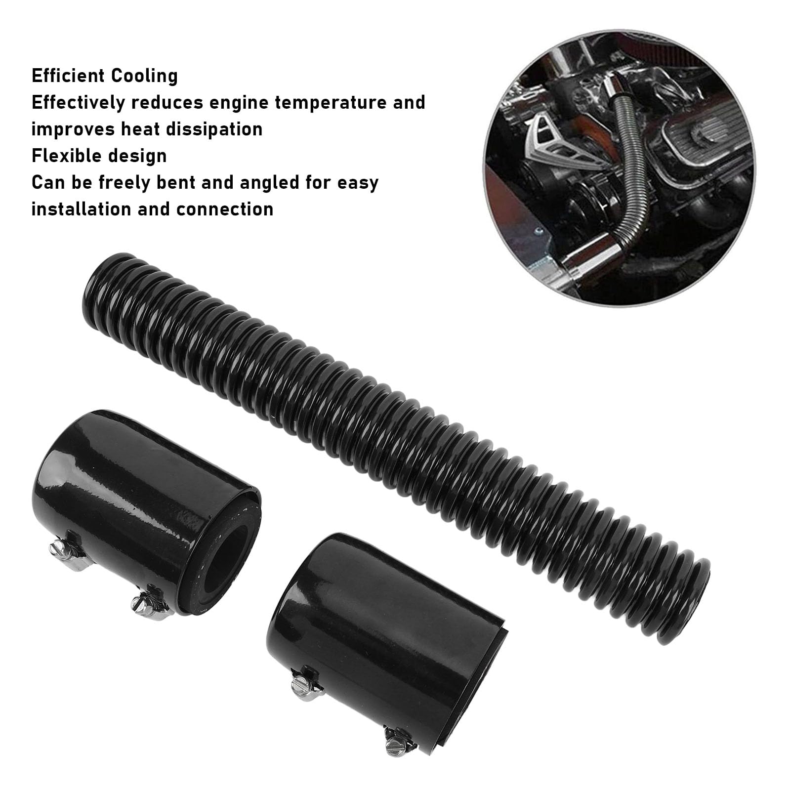 12in Stainless Steel Coolant Radiator Hose Kit with Cap - Flexible, Durable, and Efficient Cooling for 1 3/4in, 1 1/2in, 1 1/4in Hoses for Mechanics and DIY Car Enthusiasts (Black)