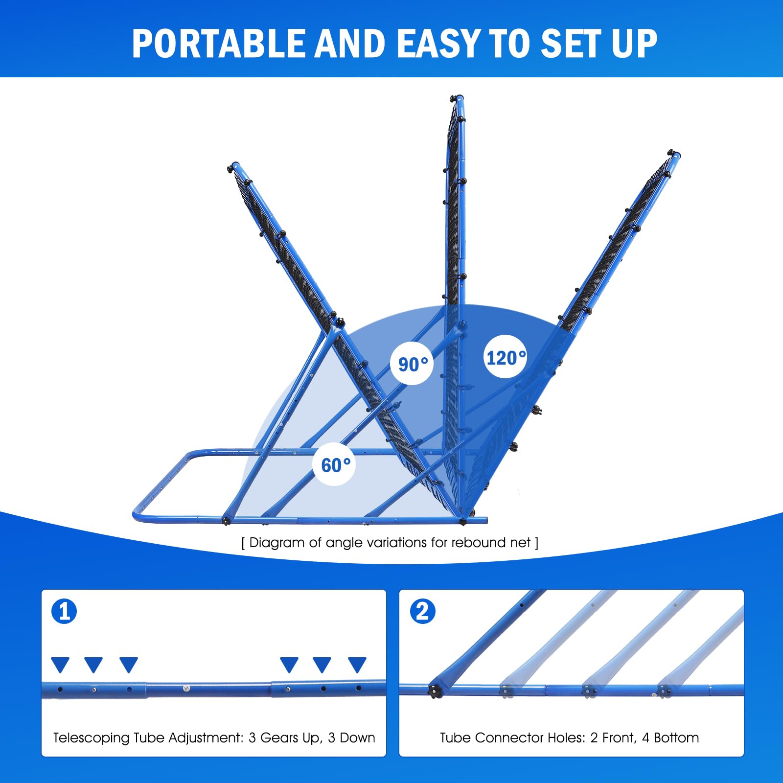 Winthai 6x5FT Soccer Rebounder Net, Quick-Switch Angle Soccer Training for Control, Passing Practice, Easy Setup Rebounder Gifts Aids & Equipment for Kids,Teens & Adults