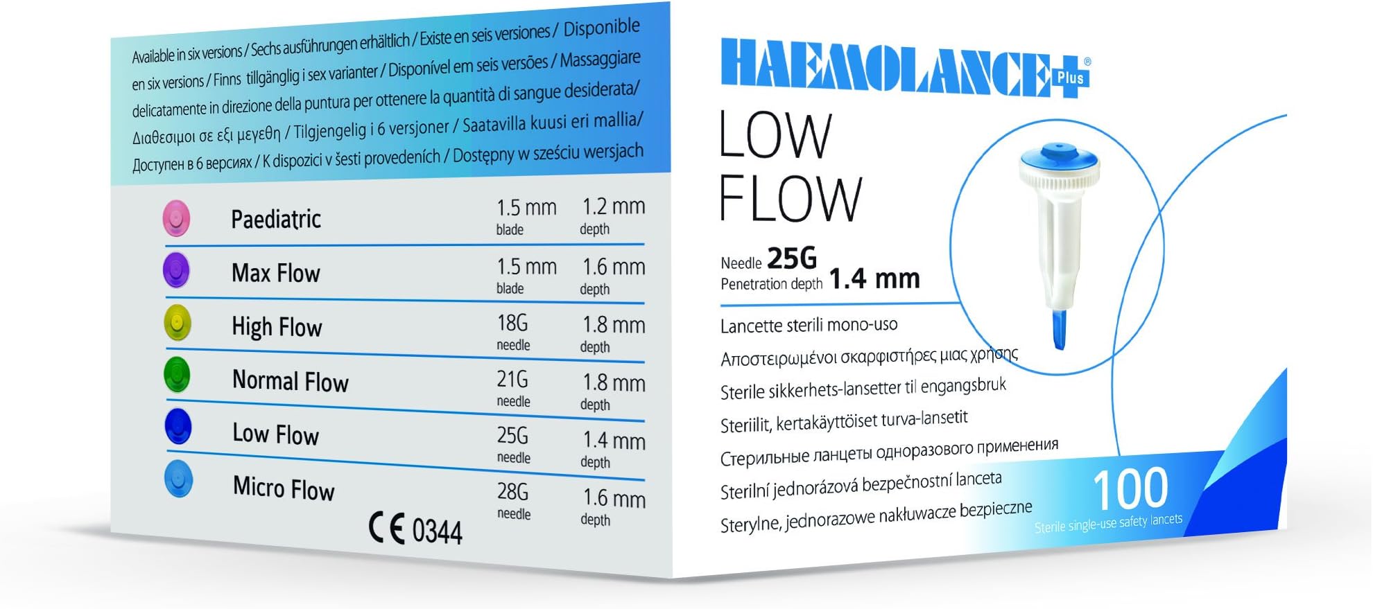 Haemolance Plus Safety Lancets Low Flow 25G/1.4mm Box of 100